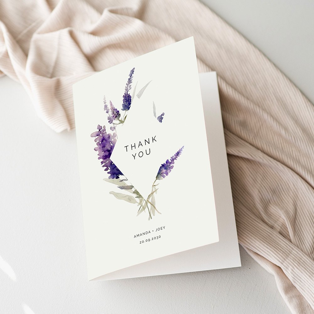 Lavender Thank You Cards For Wedding