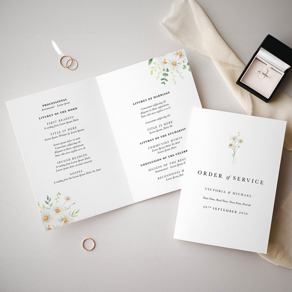 Elegant Daisy Printed Wedding Ceremony Booklet