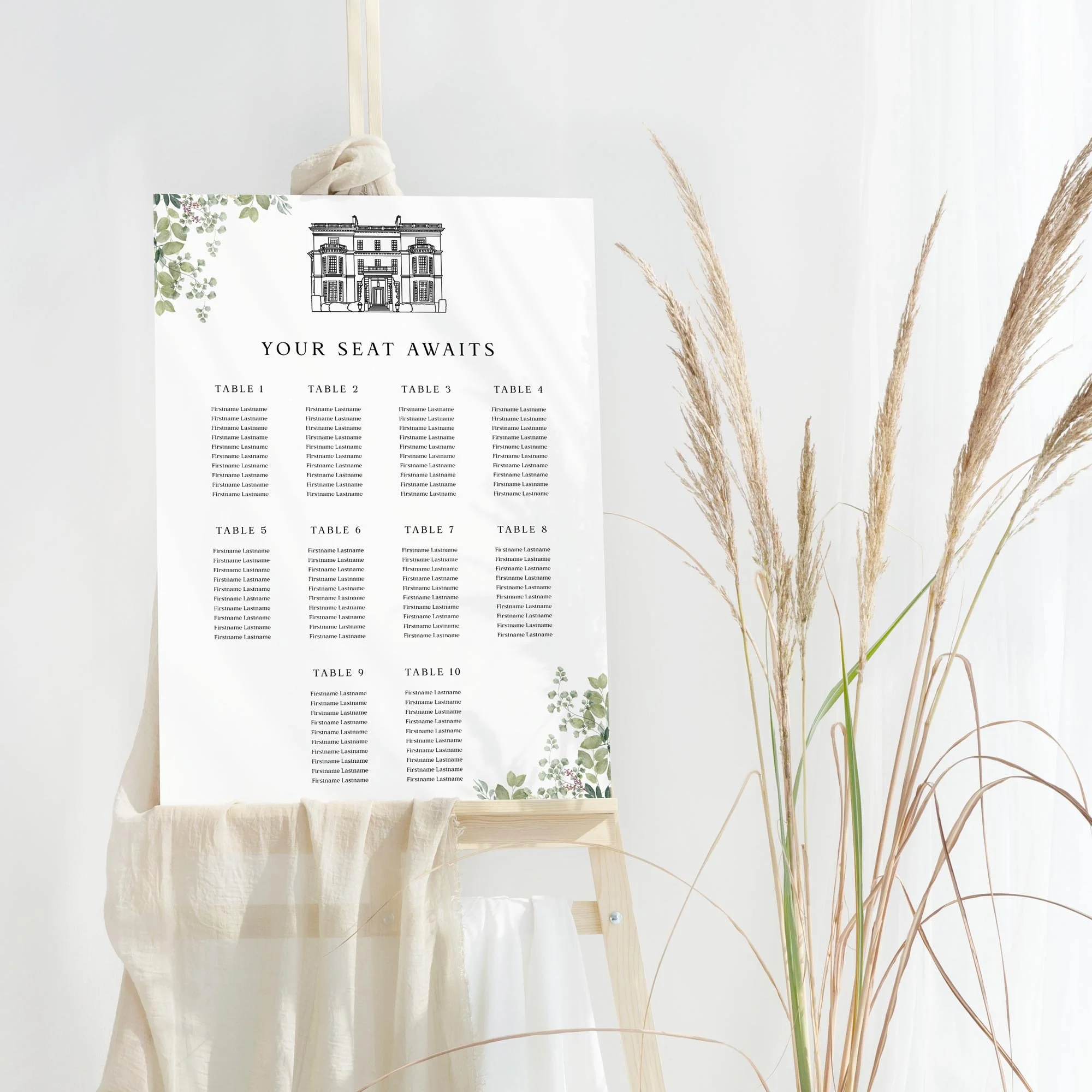 Custom Venue Illustration wedding table plan board seating chart sign
