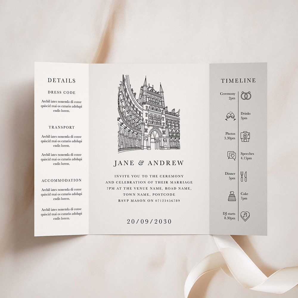 Venue Sketch Gatefold Wedding Invites