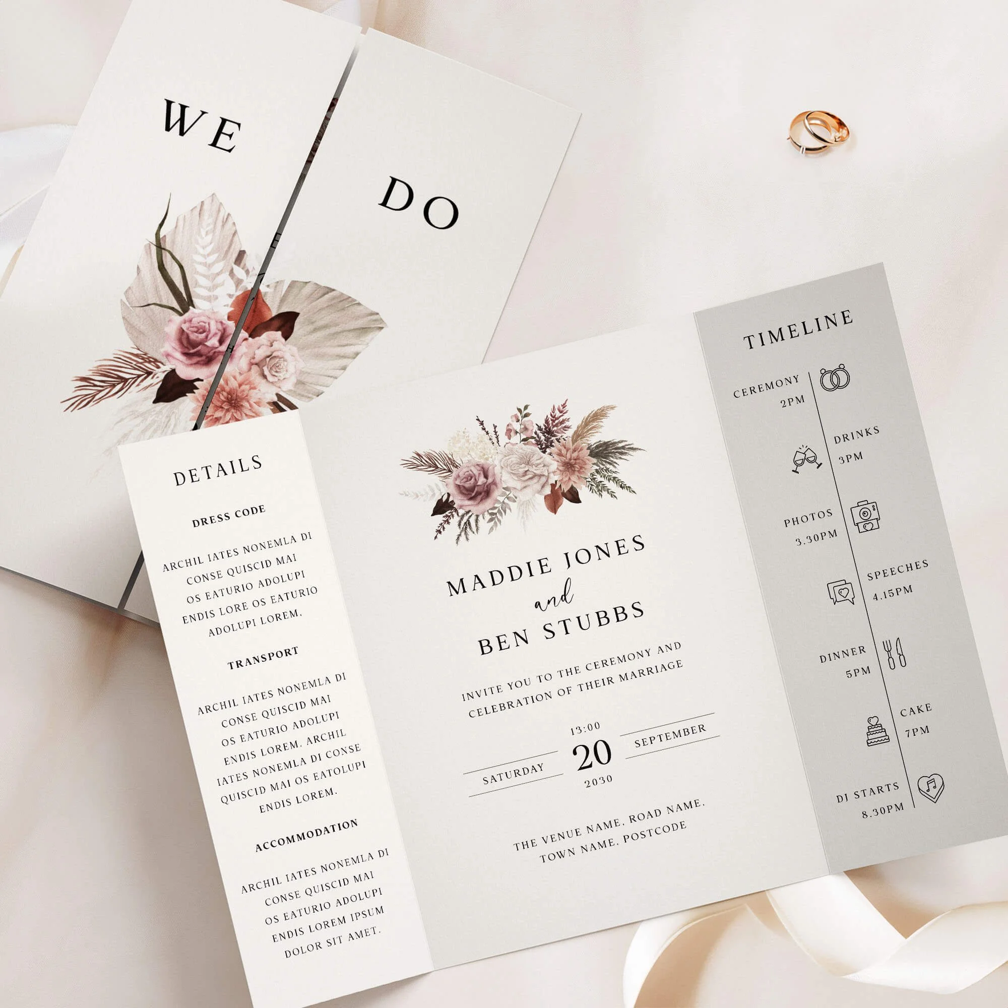 The Blush Boho (Bouquet) Gatefold Wedding Invitation