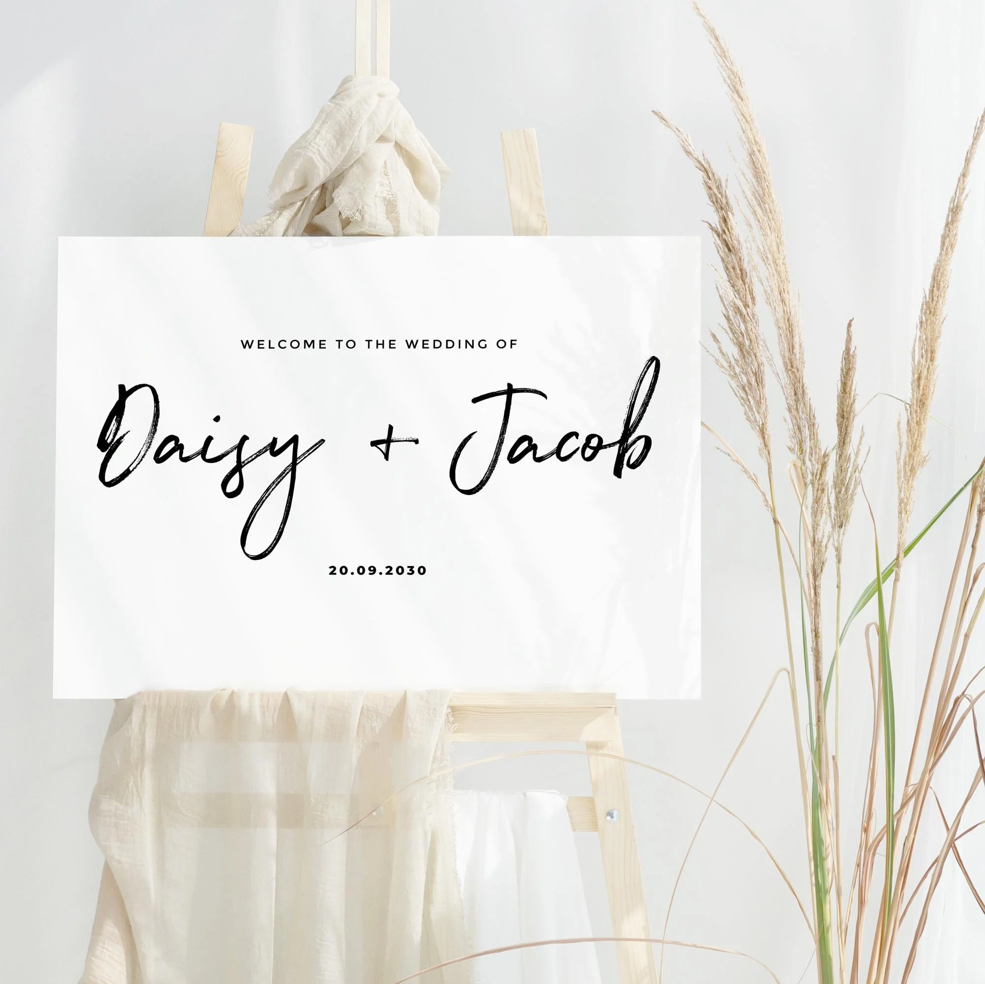 Brush Stroke Font wedding welcome sign design