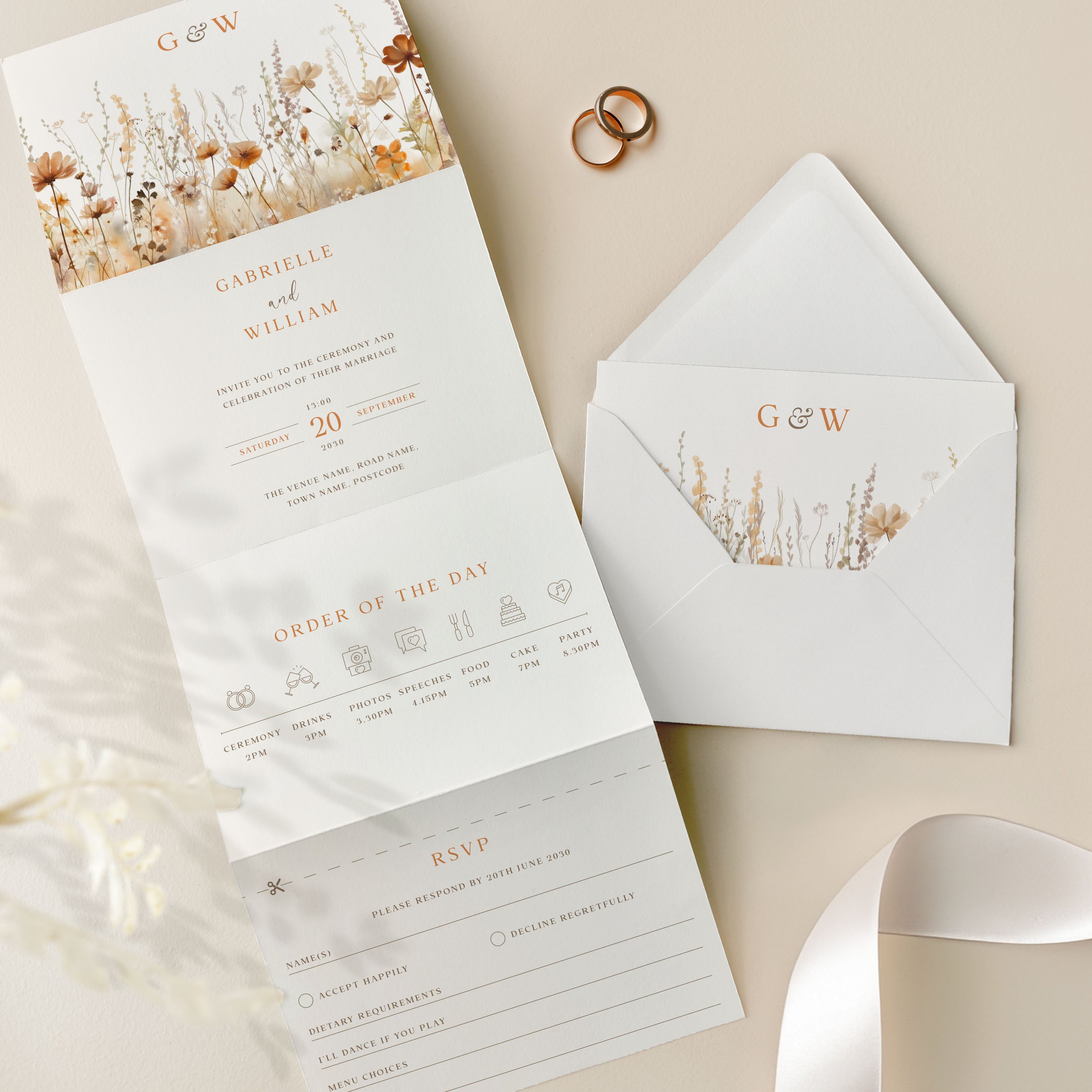 Concertina Wedding Invitation Samples