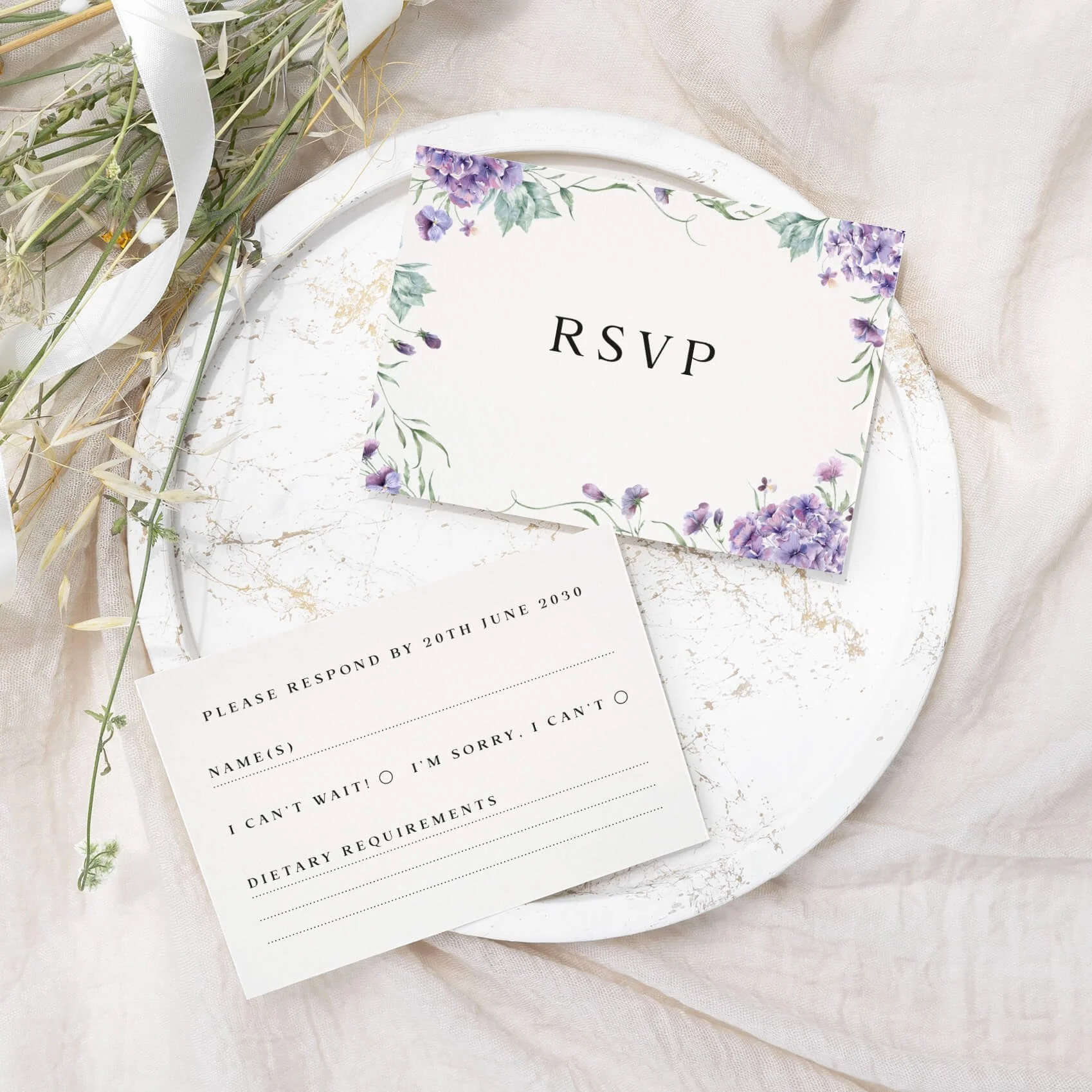 The Hydrangea Wedding RSVP Cards