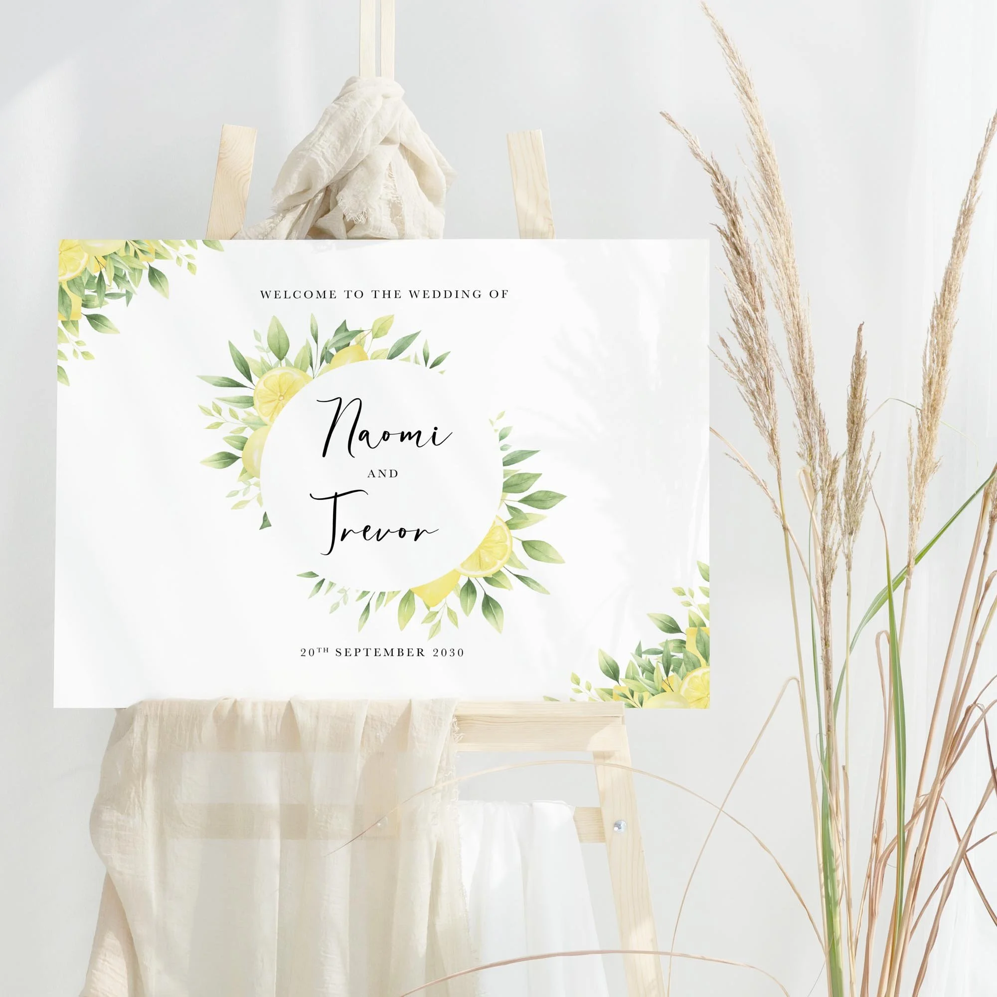 Lemon wedding welcome sign design
