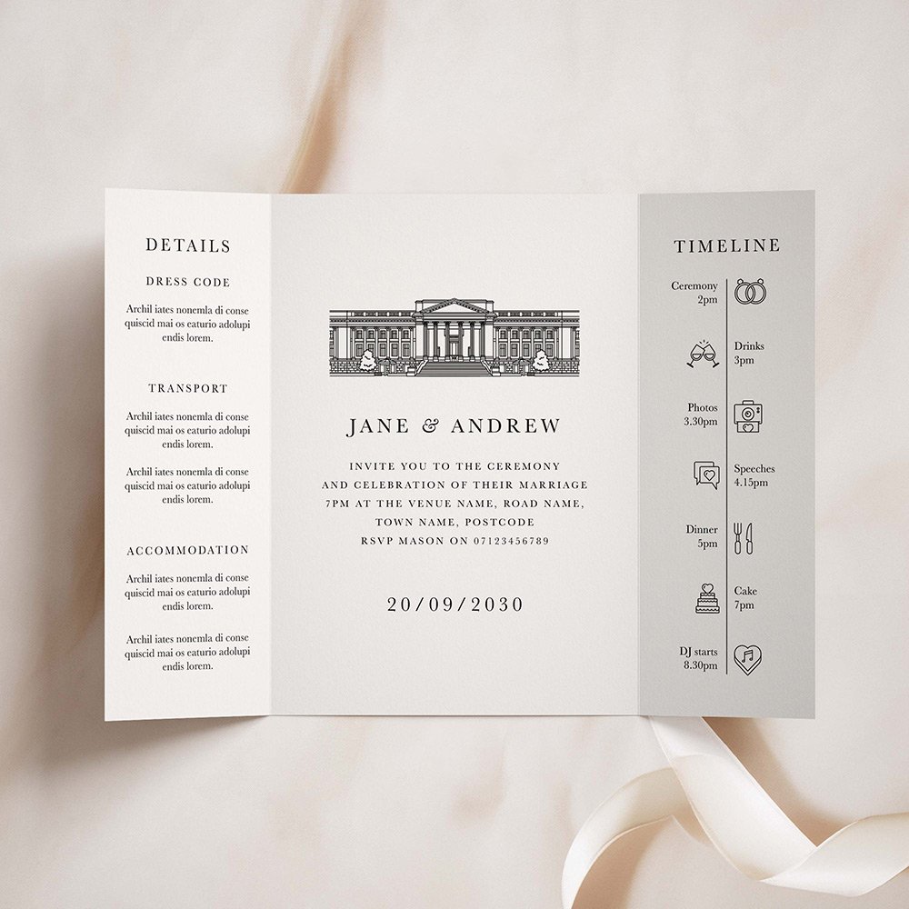 Venue Sketch Gatefold Wedding Invites