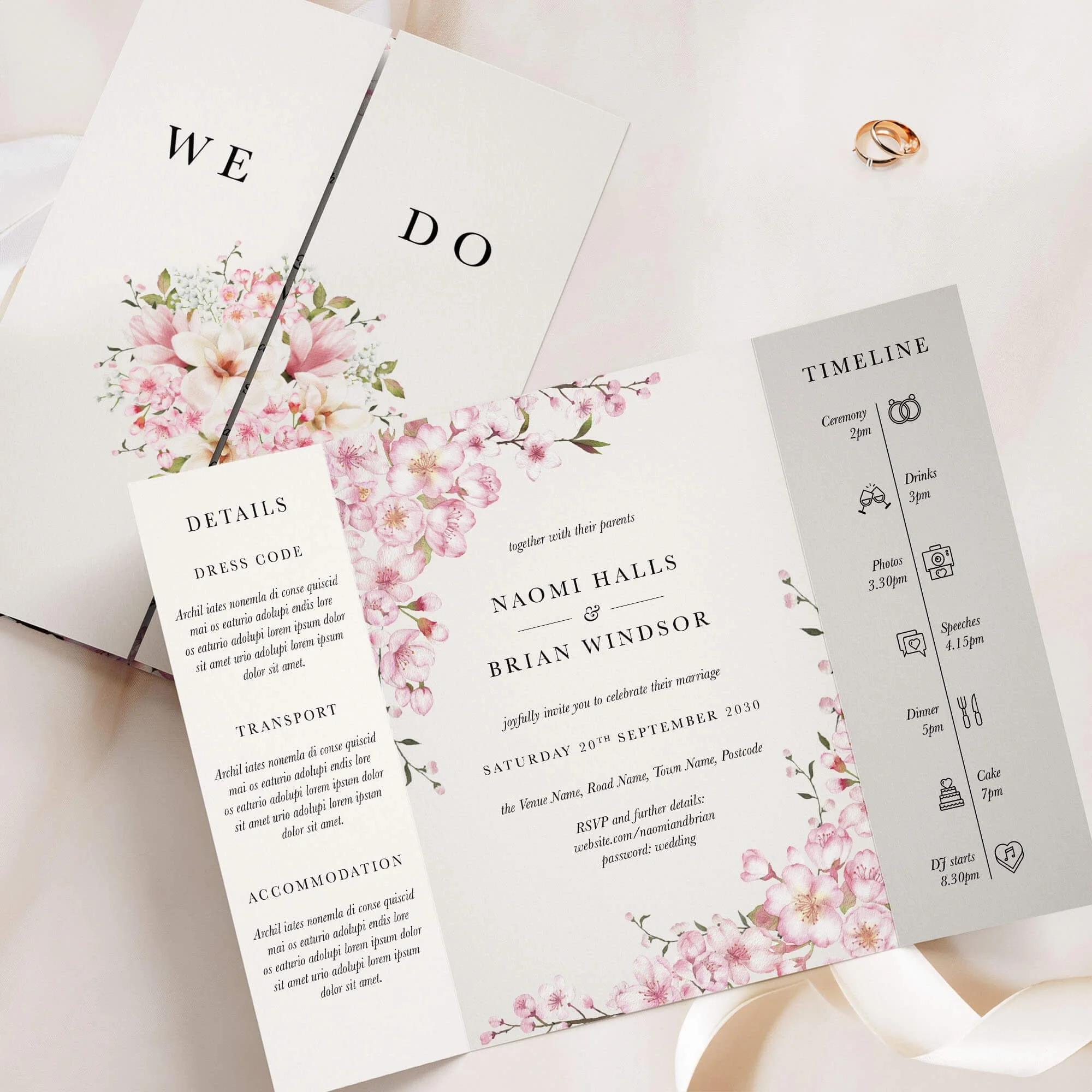 The Cherry Blossom Gatefold Wedding Invitation