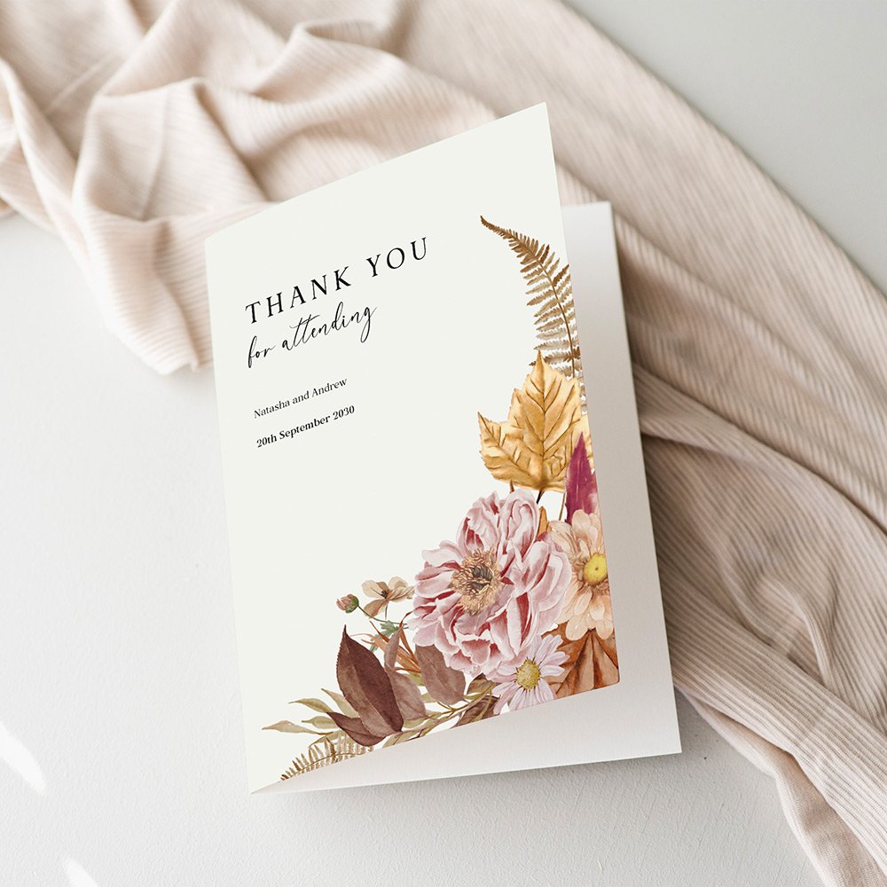 Autumn Theme Wedding Thank You Cards