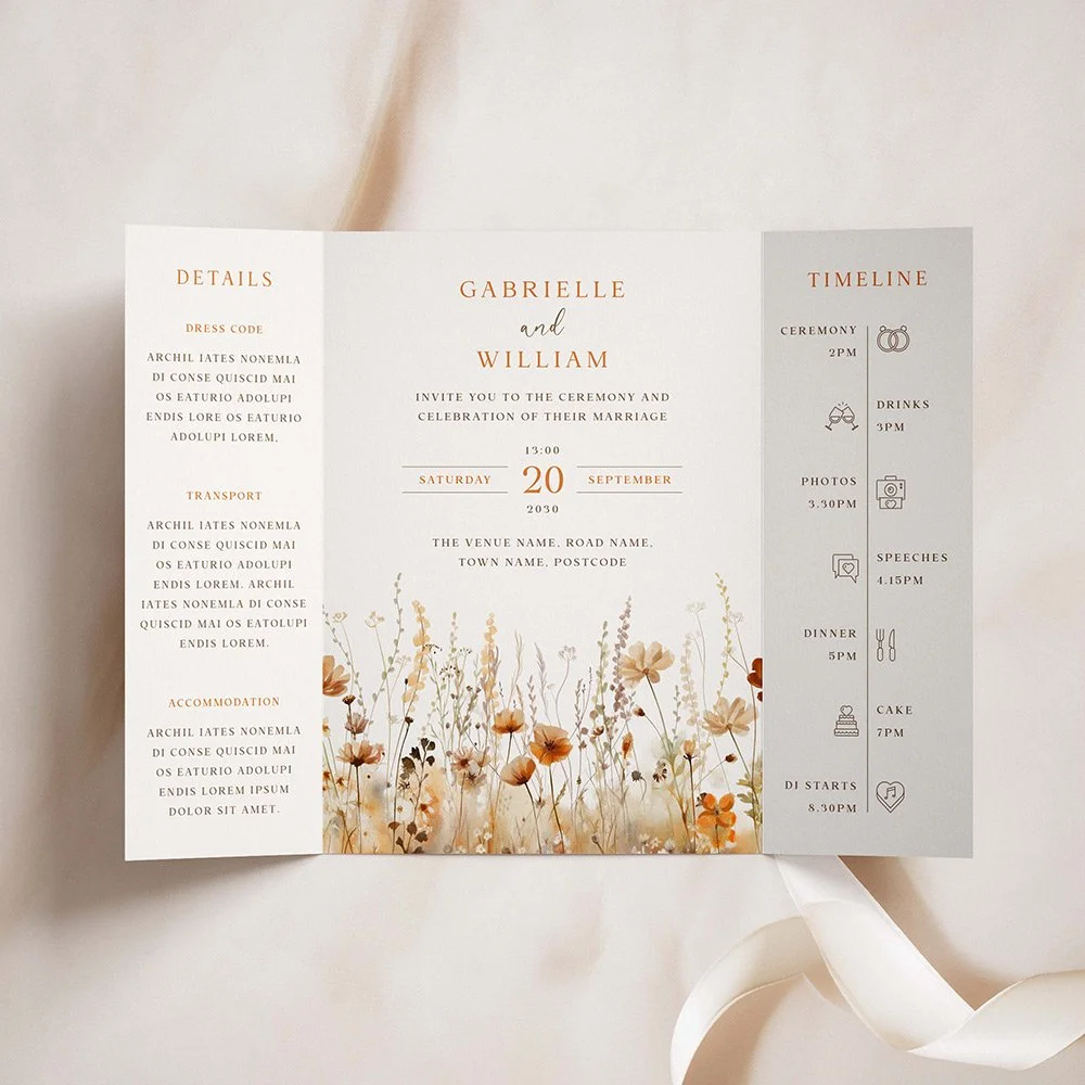 Autumn Wildflower Gatefold Wedding Invites