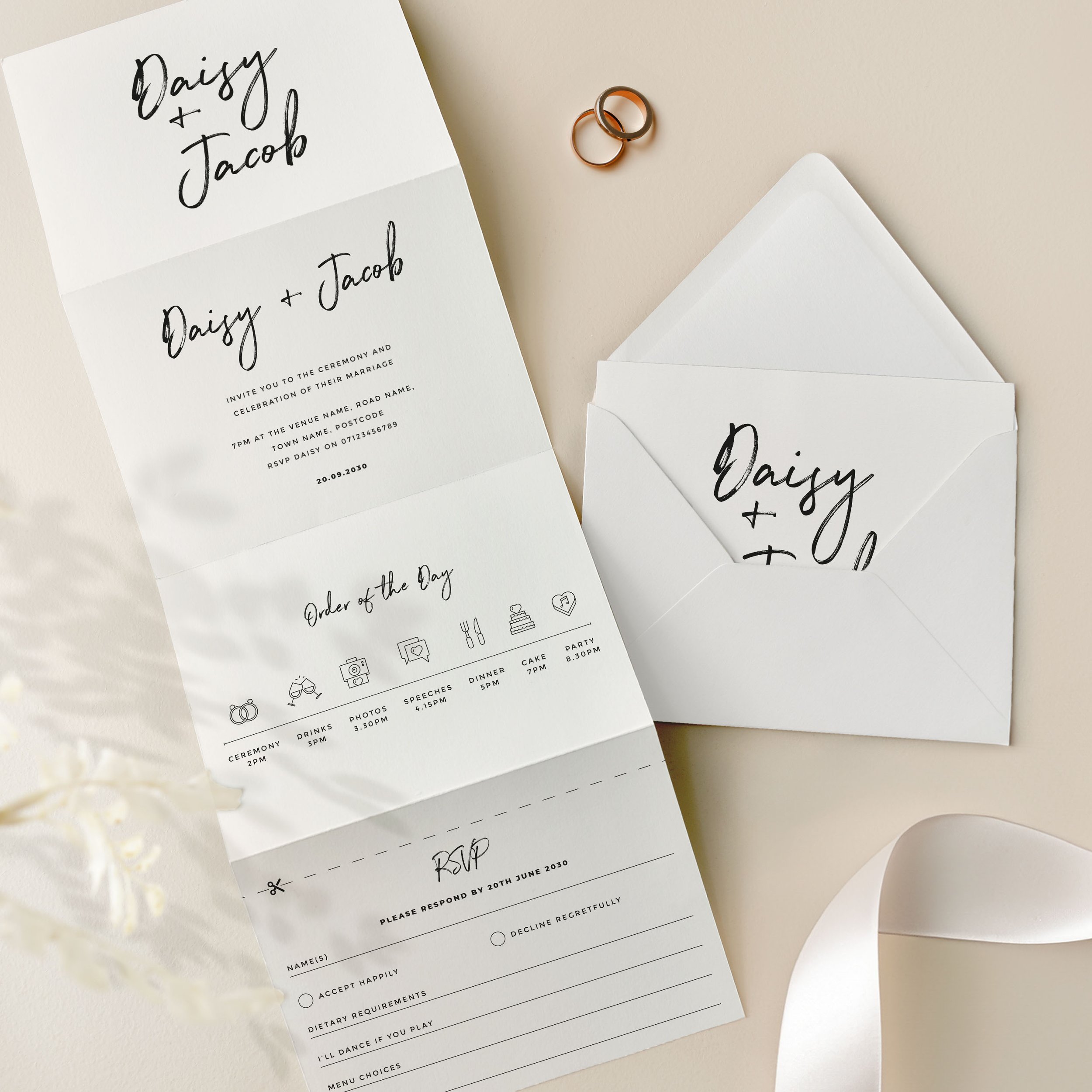 Concertina Wedding Invitation Samples