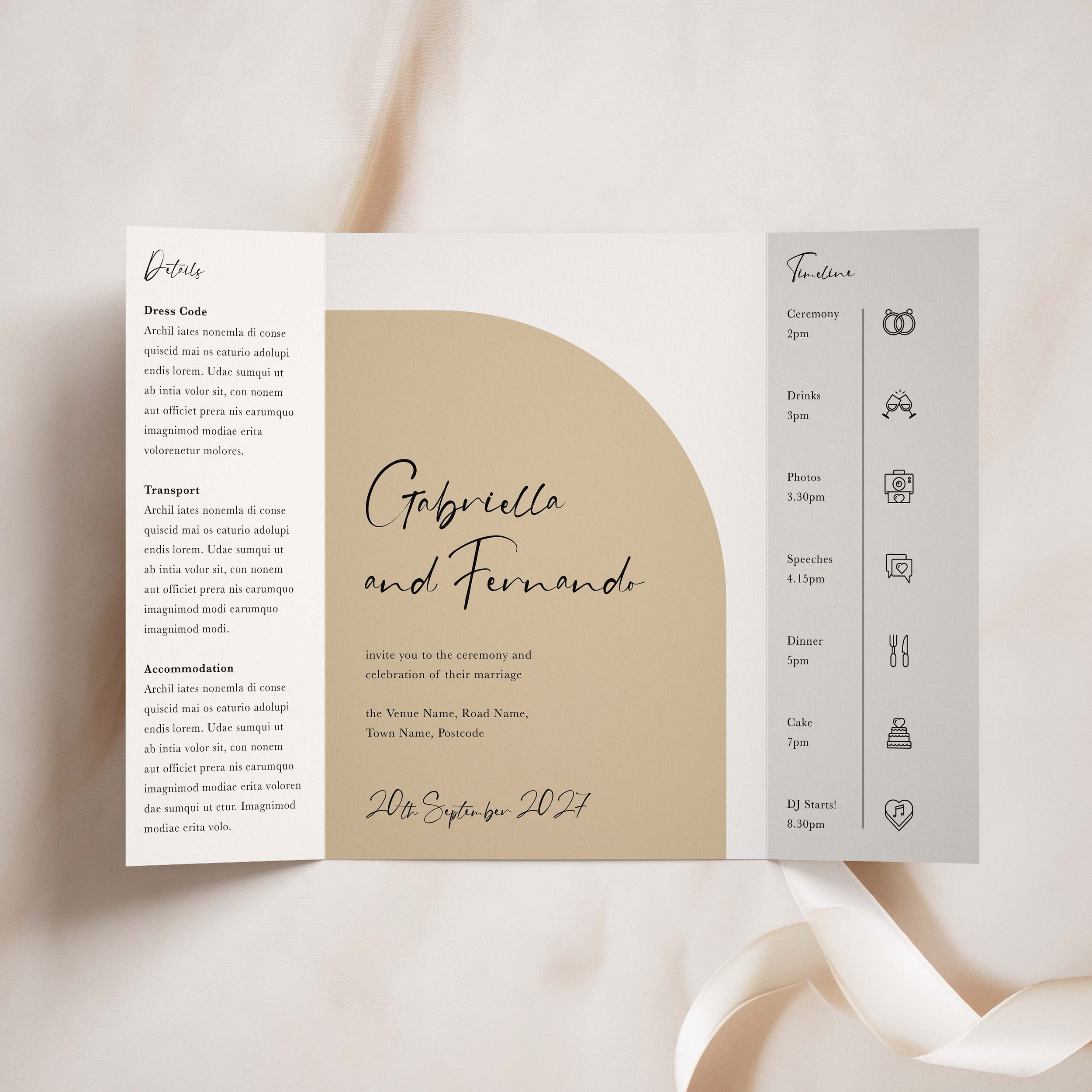 Boho Shape Gatefold Wedding Invitation Samples
