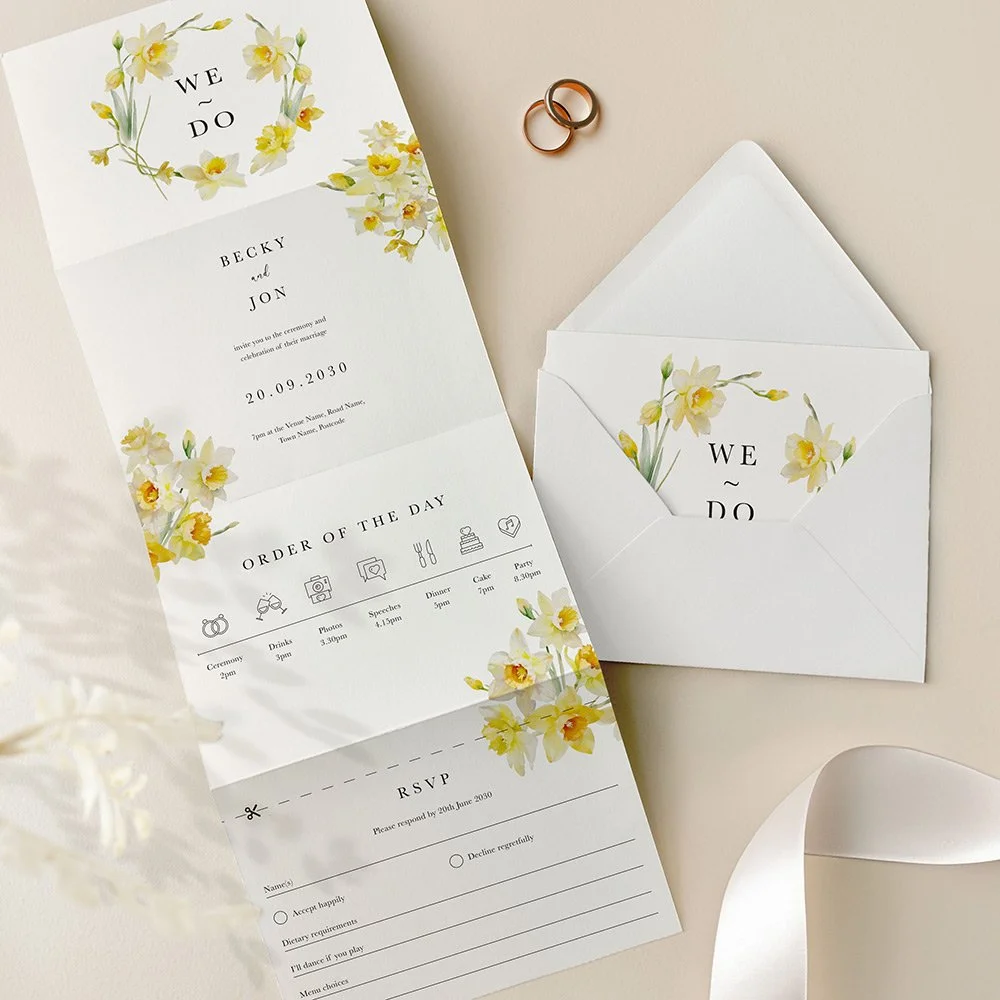 Daffodil Concertina Wedding Invites