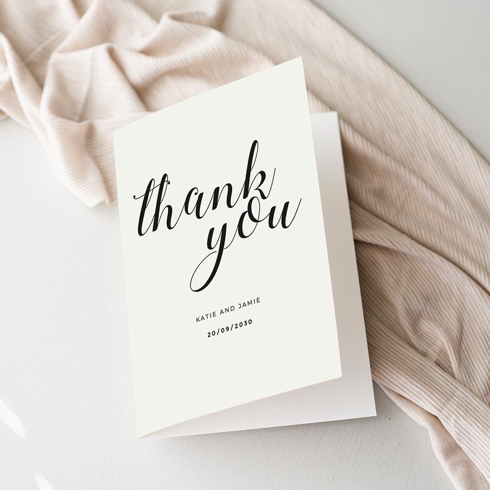 Modern Calligraphy Style Thank You Cards For Wedding