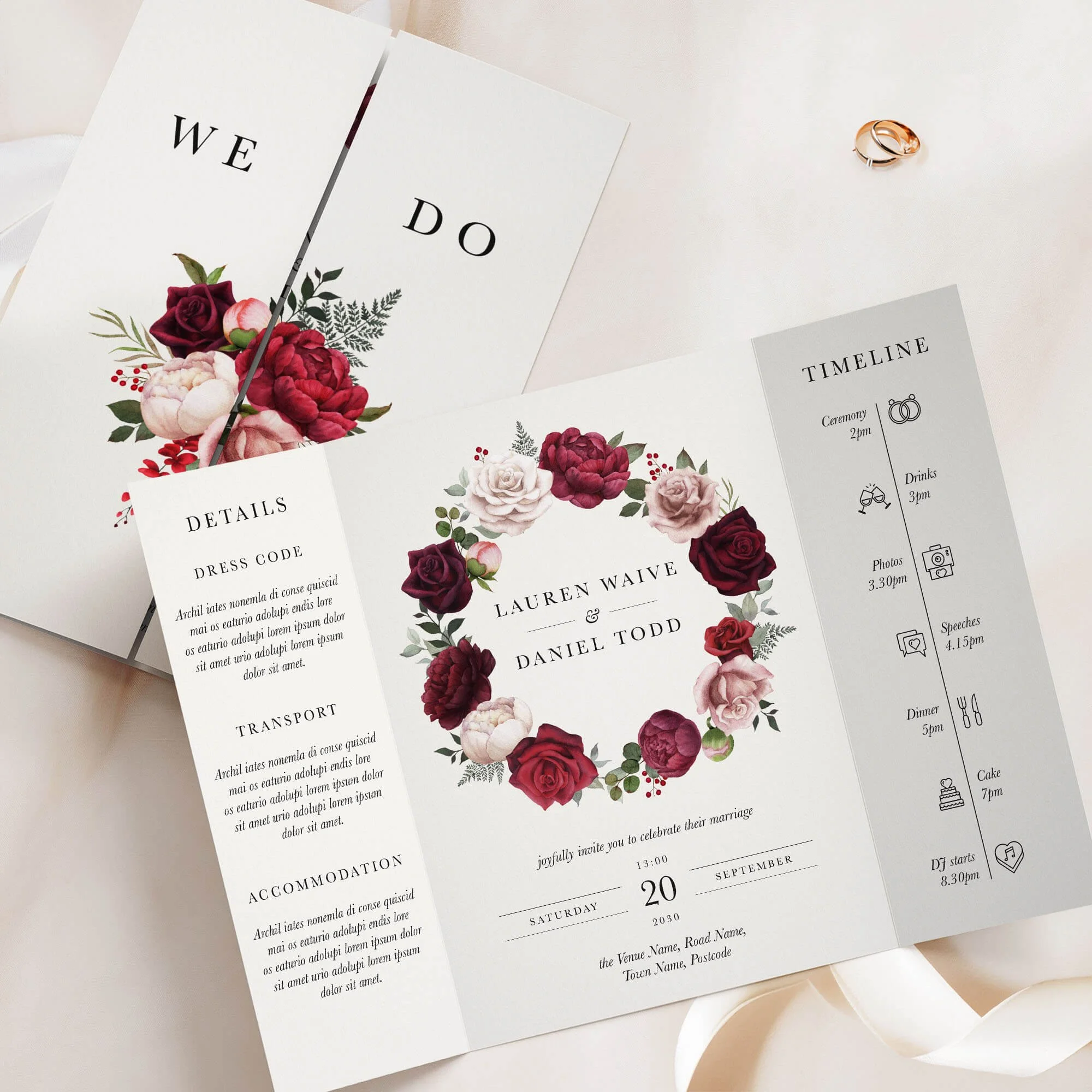 The Romance (Wreath) Gatefold Wedding Invitation