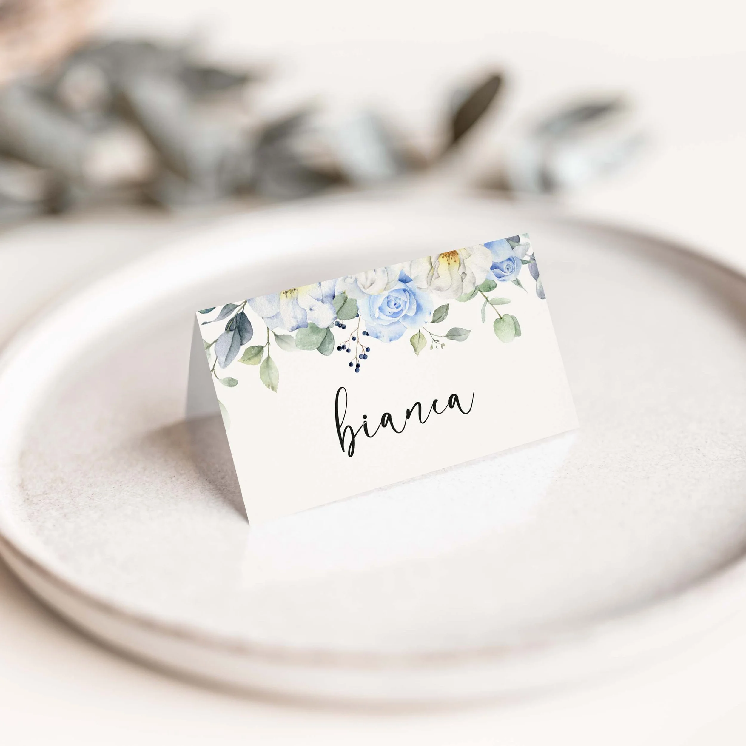 The Blue Floral Wedding Place Cards