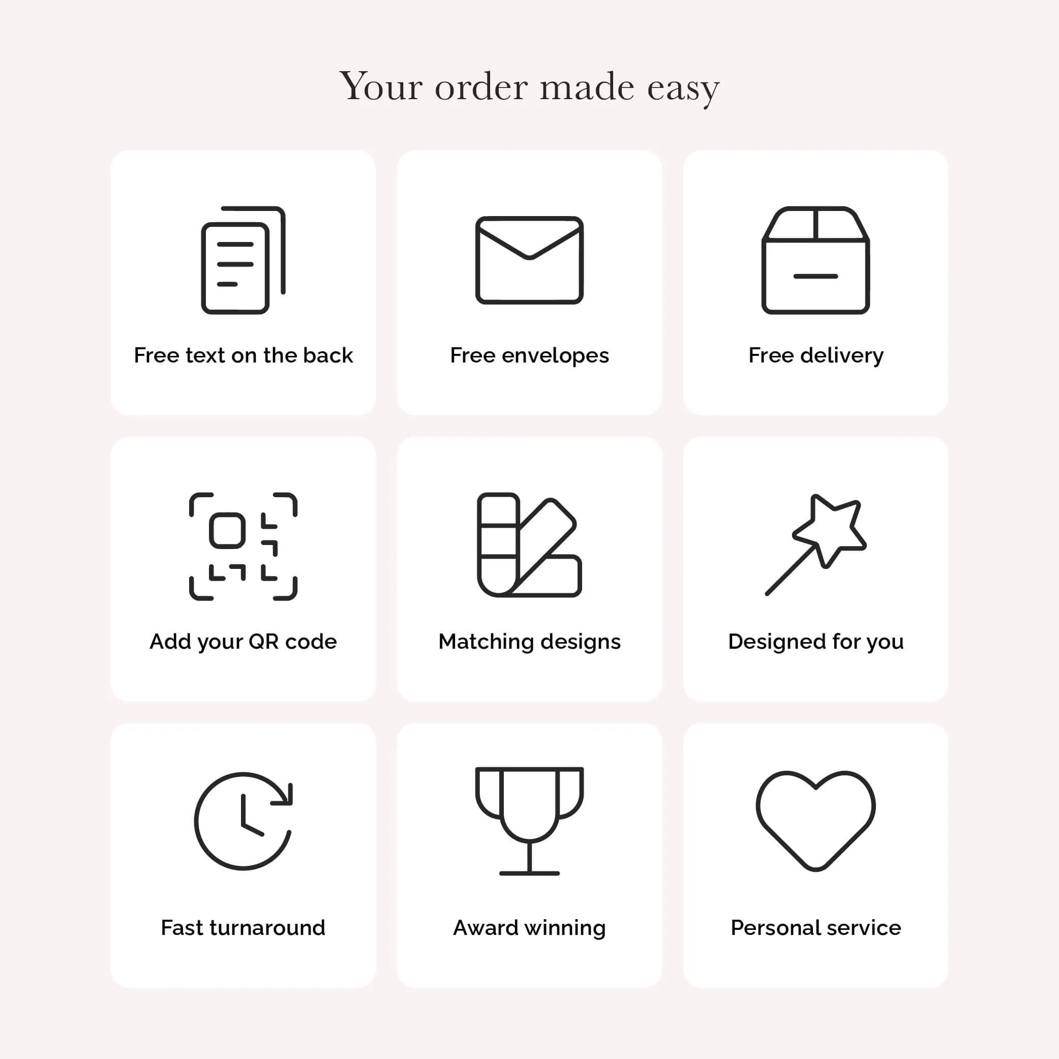 Free envelopes, delivery, and personalisation with Wonder Wedding Stationery orders