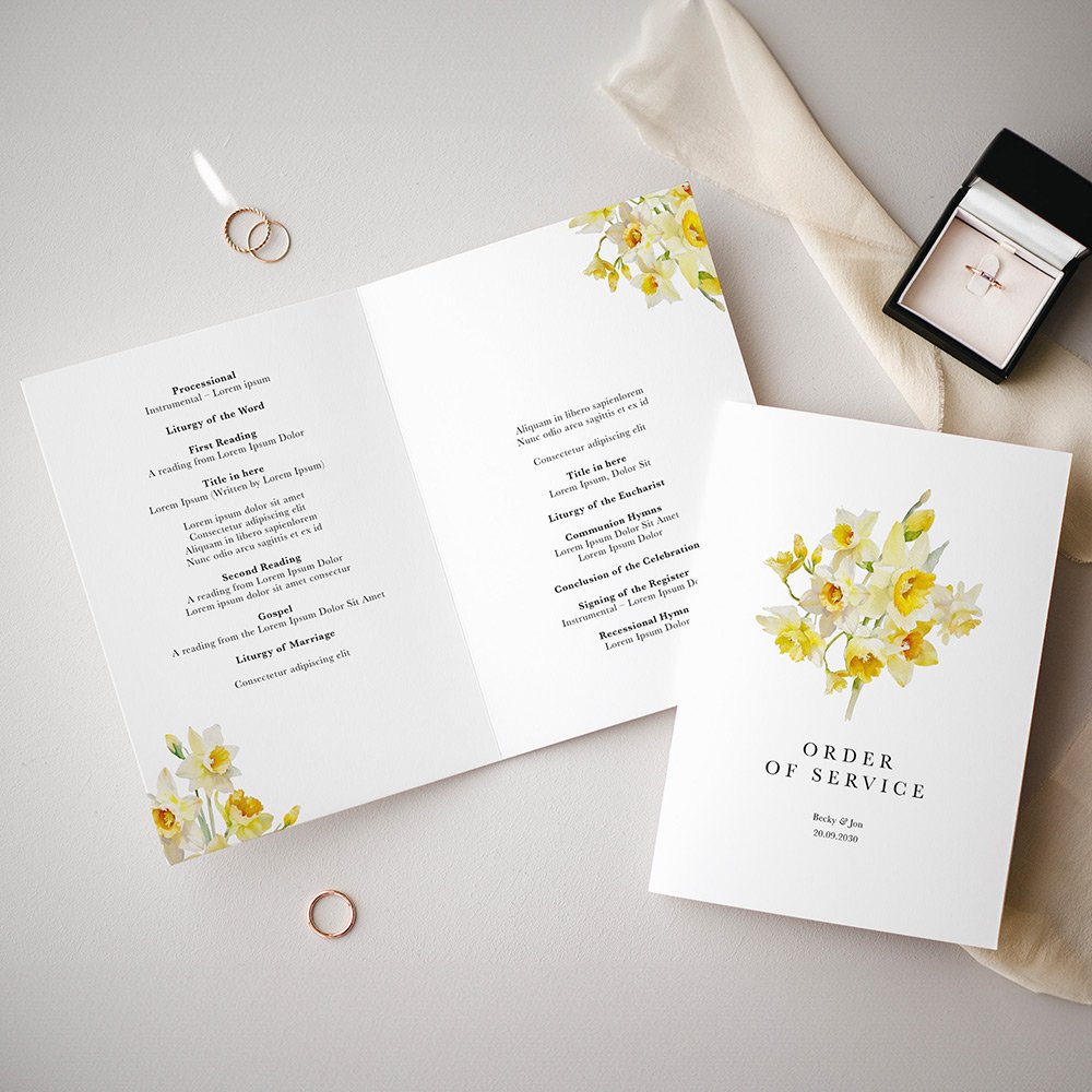 Daffodil Printed Wedding Ceremony Booklet