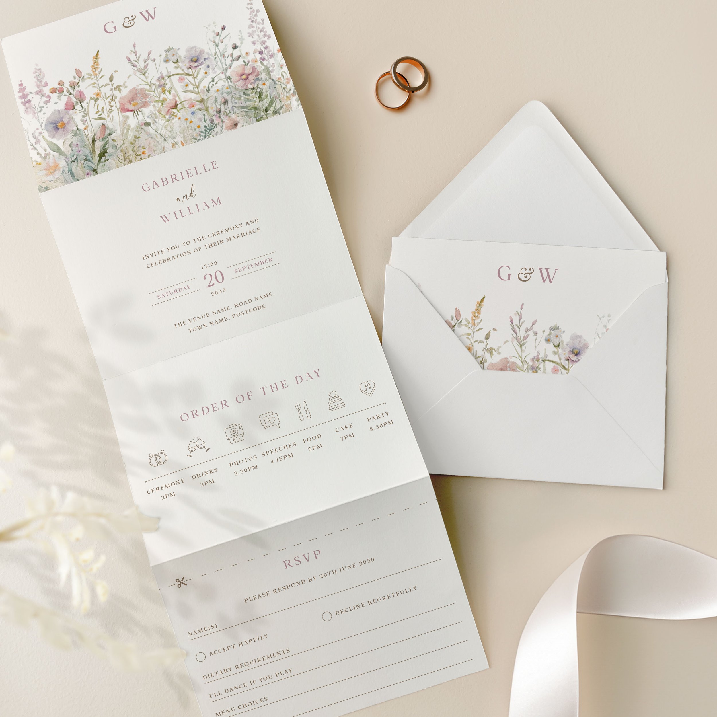 Concertina Wedding Invitation Samples