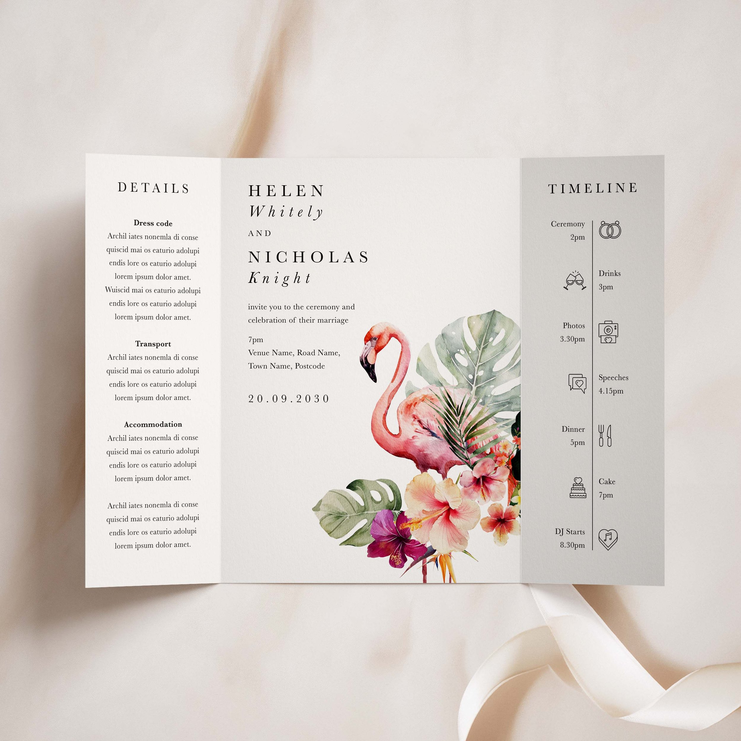 Tropical Theme Gatefold Wedding Invitation Samples