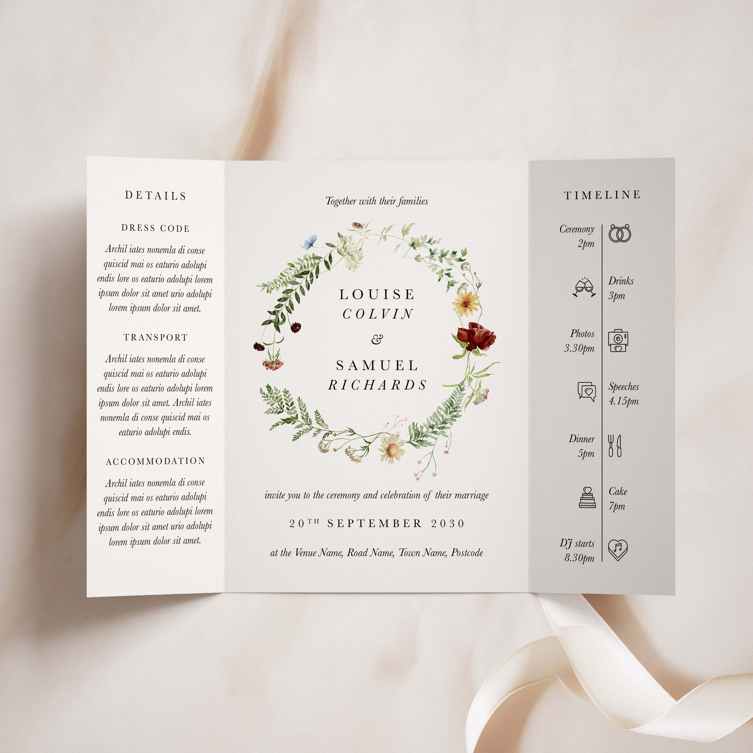 Wildflower Folded Wedding Invitations