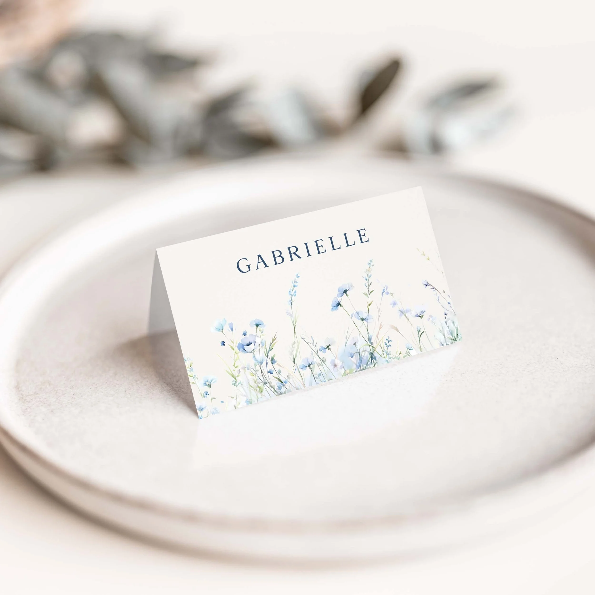 The Field Dusty Blue Wedding Place Cards