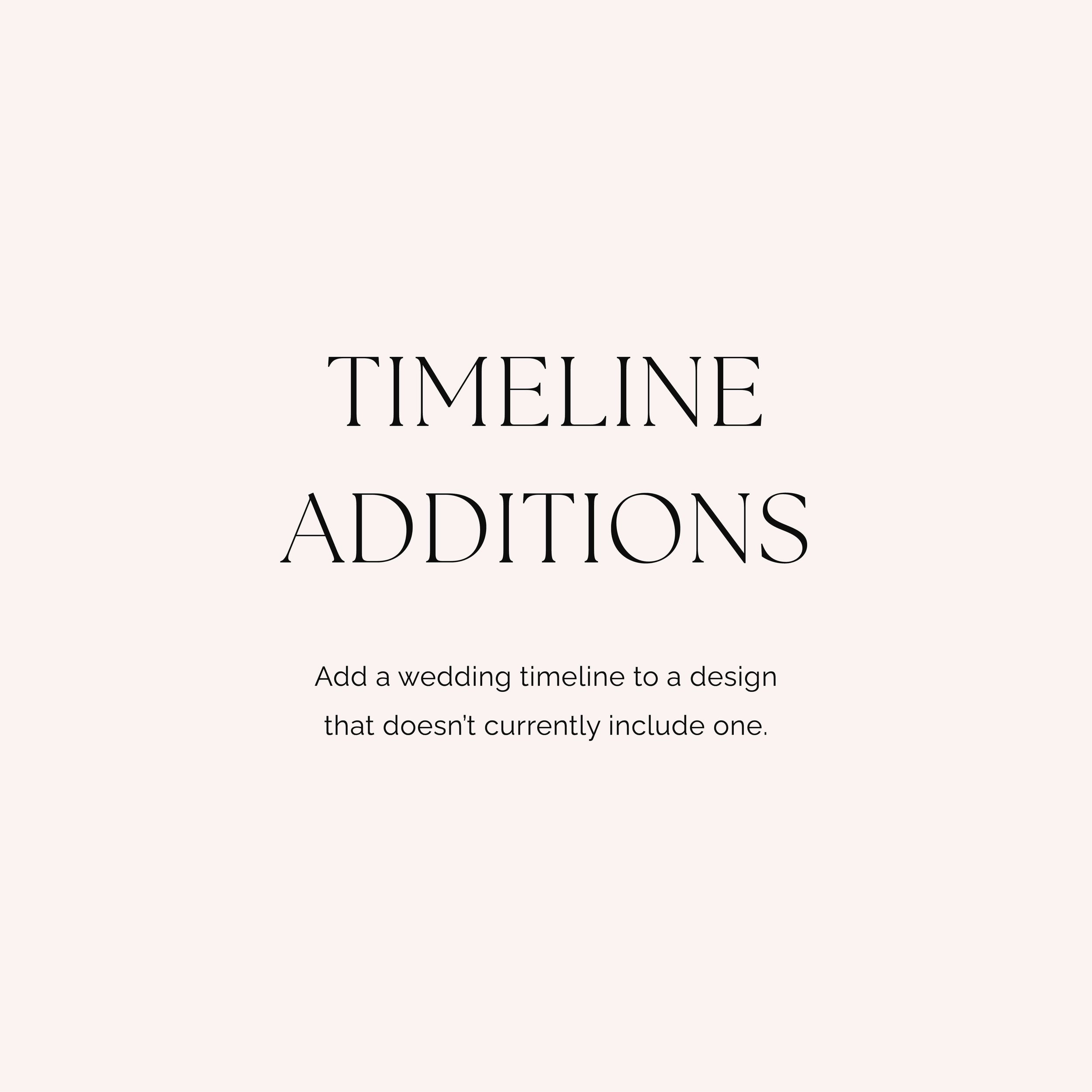 Text tile explaining Timeline Additions as a bespoke design request