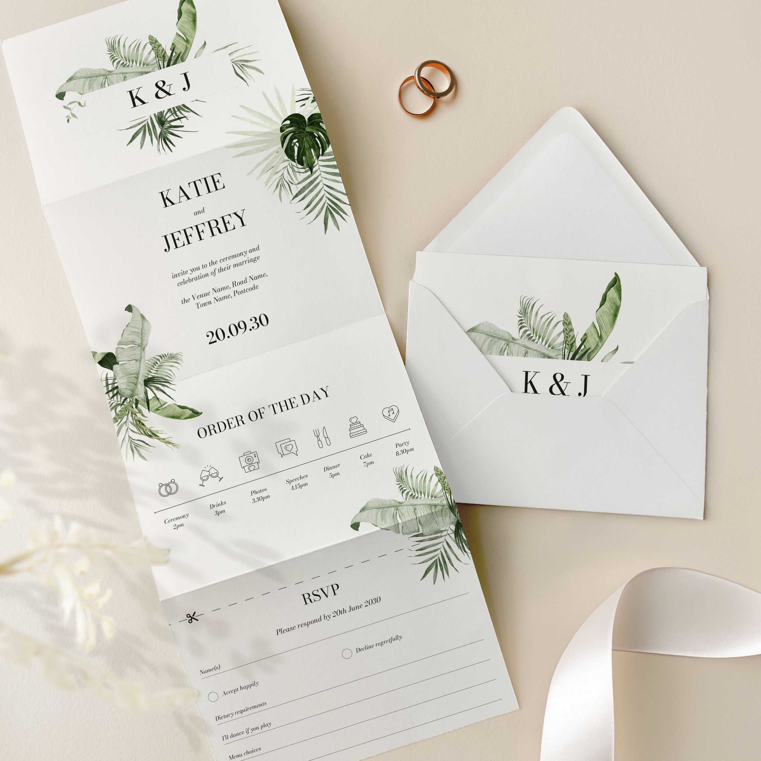 Tropical Concertina Invite Samples
