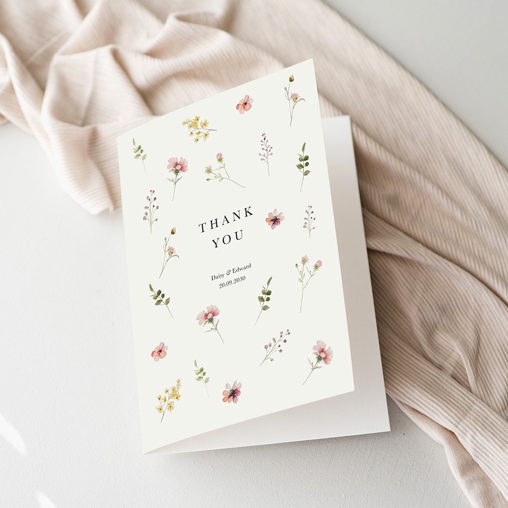 Modern Wildflower Thank You Cards For Wedding