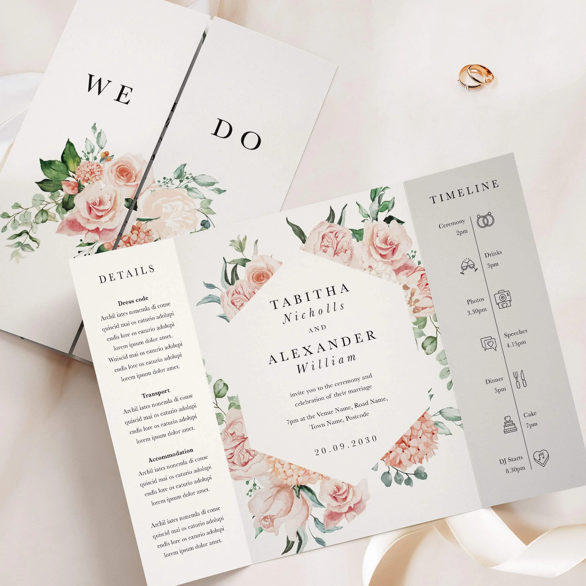 The Blush Bouquet (Frame) Gatefold Wedding Invitation