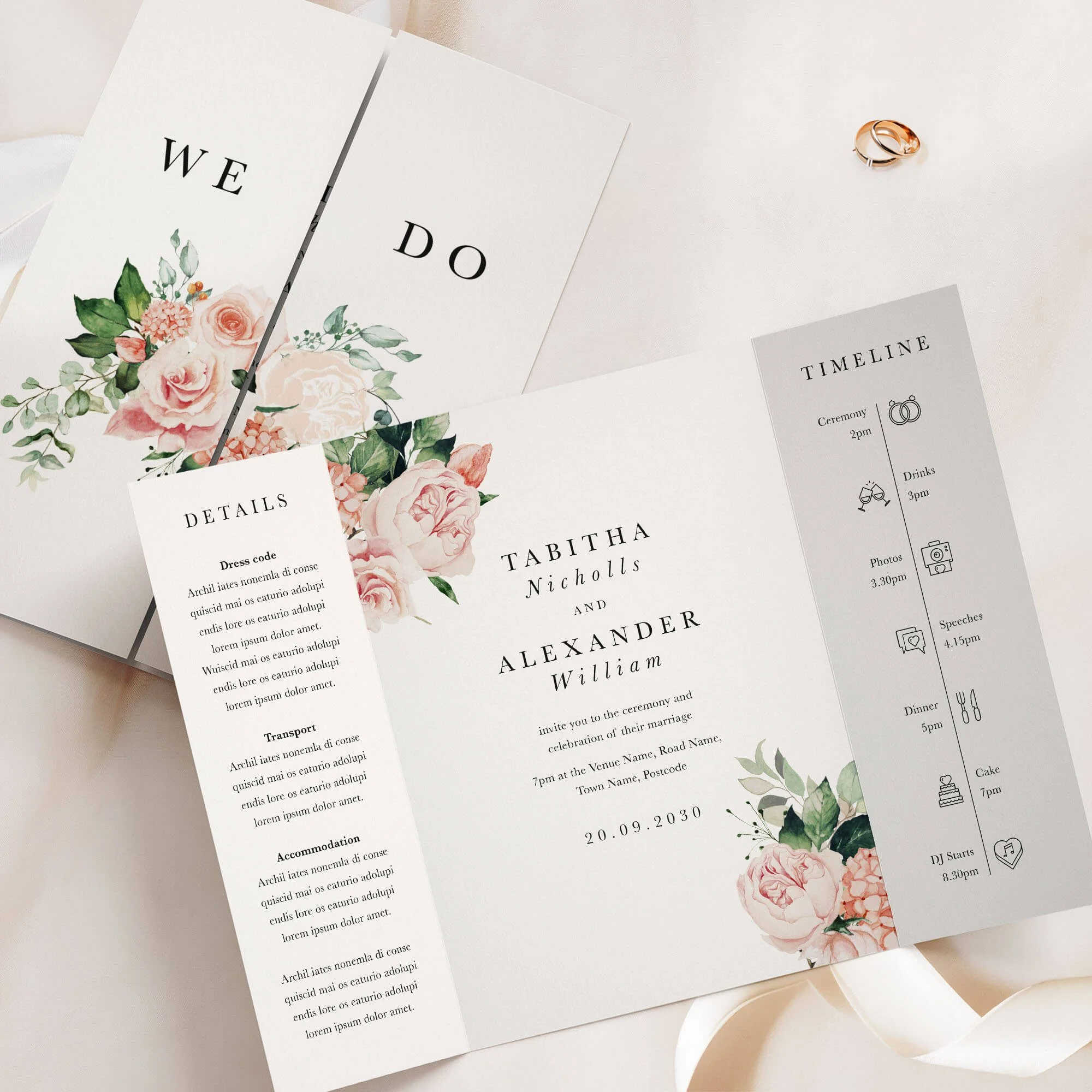 The Blush Bouquet Gatefold Wedding Invitation