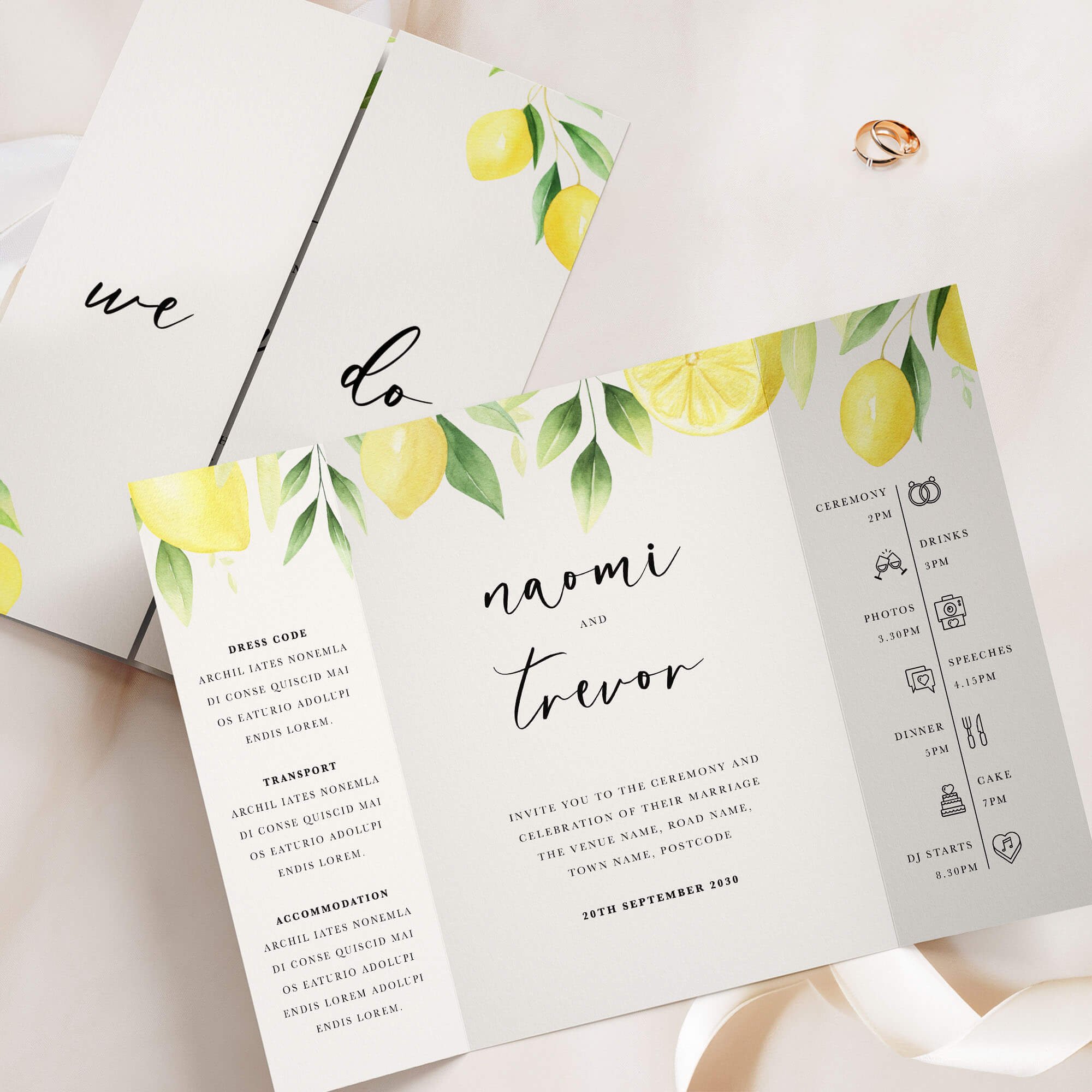 The Lemon Gatefold Wedding Invitation