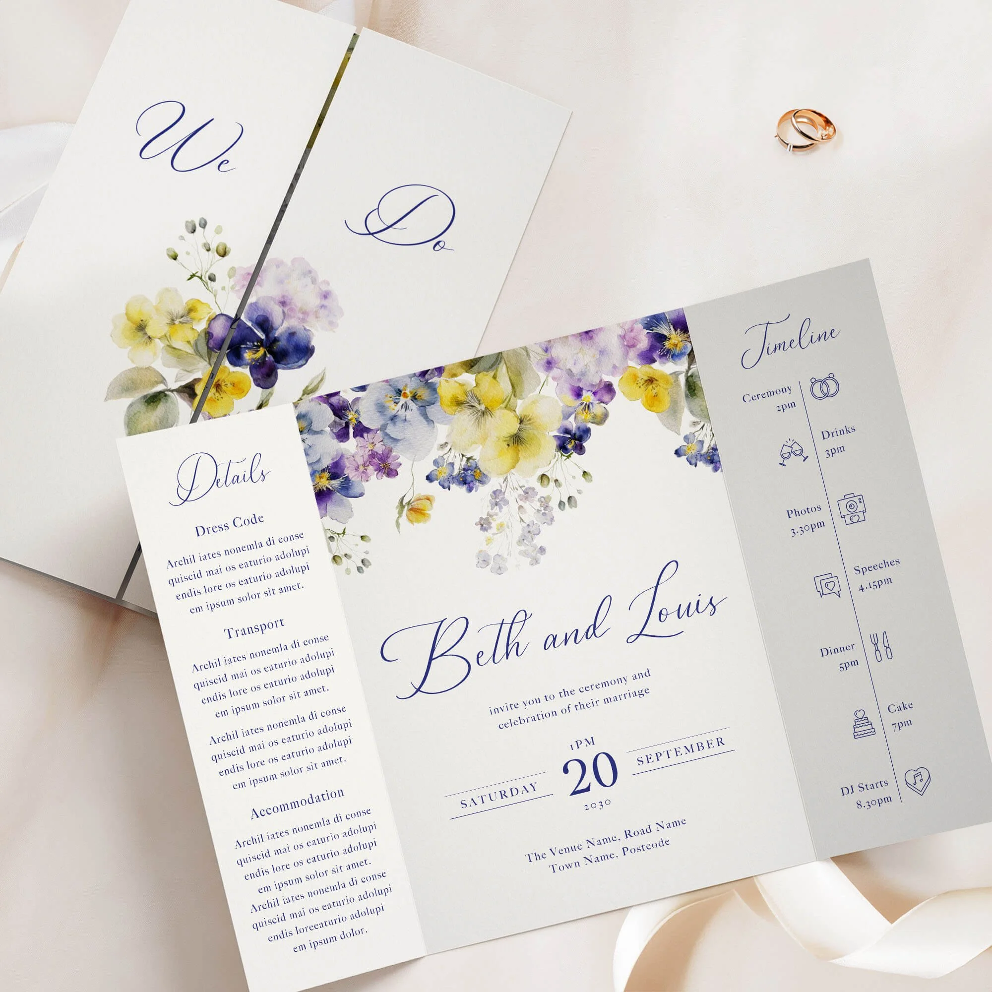 The Violet Gatefold Wedding Invitation