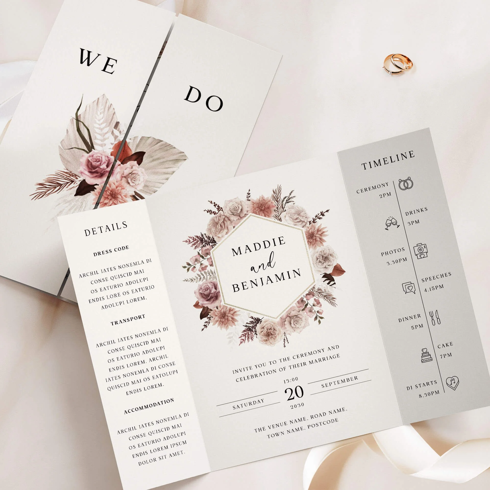 The Blush Boho (Wreath) Gatefold Wedding Invitation