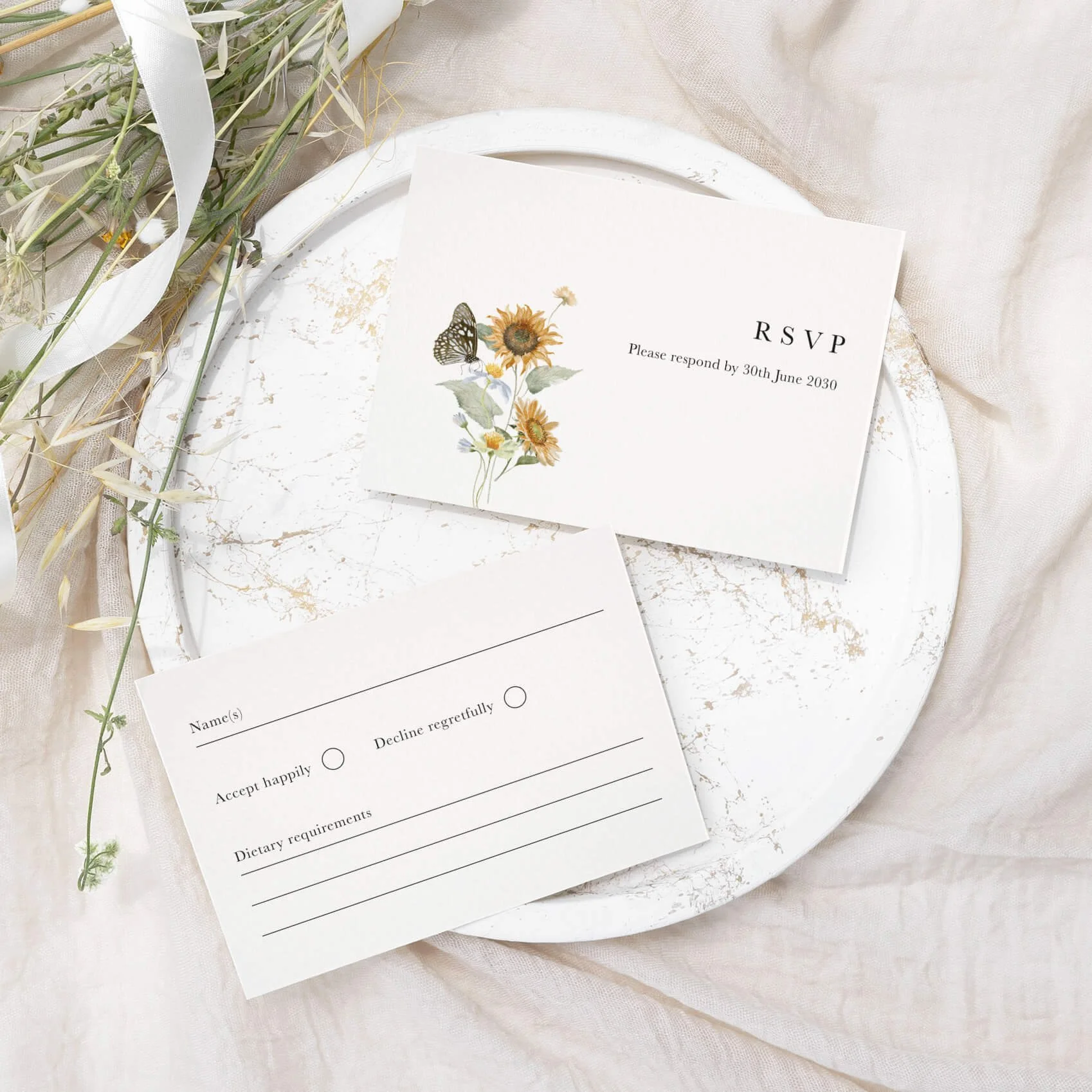 The Autumn Sunflower Wedding RSVP Cards