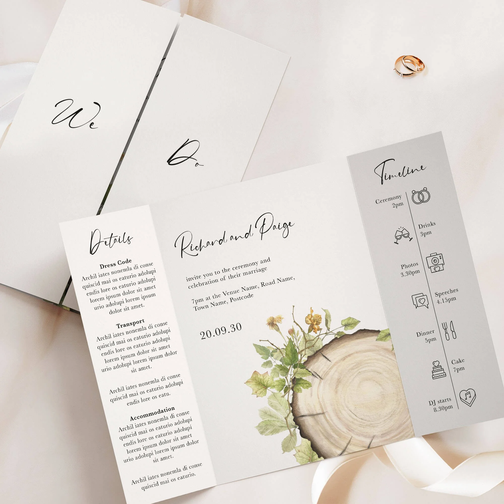 The Wood Slice Gatefold Wedding Invitation