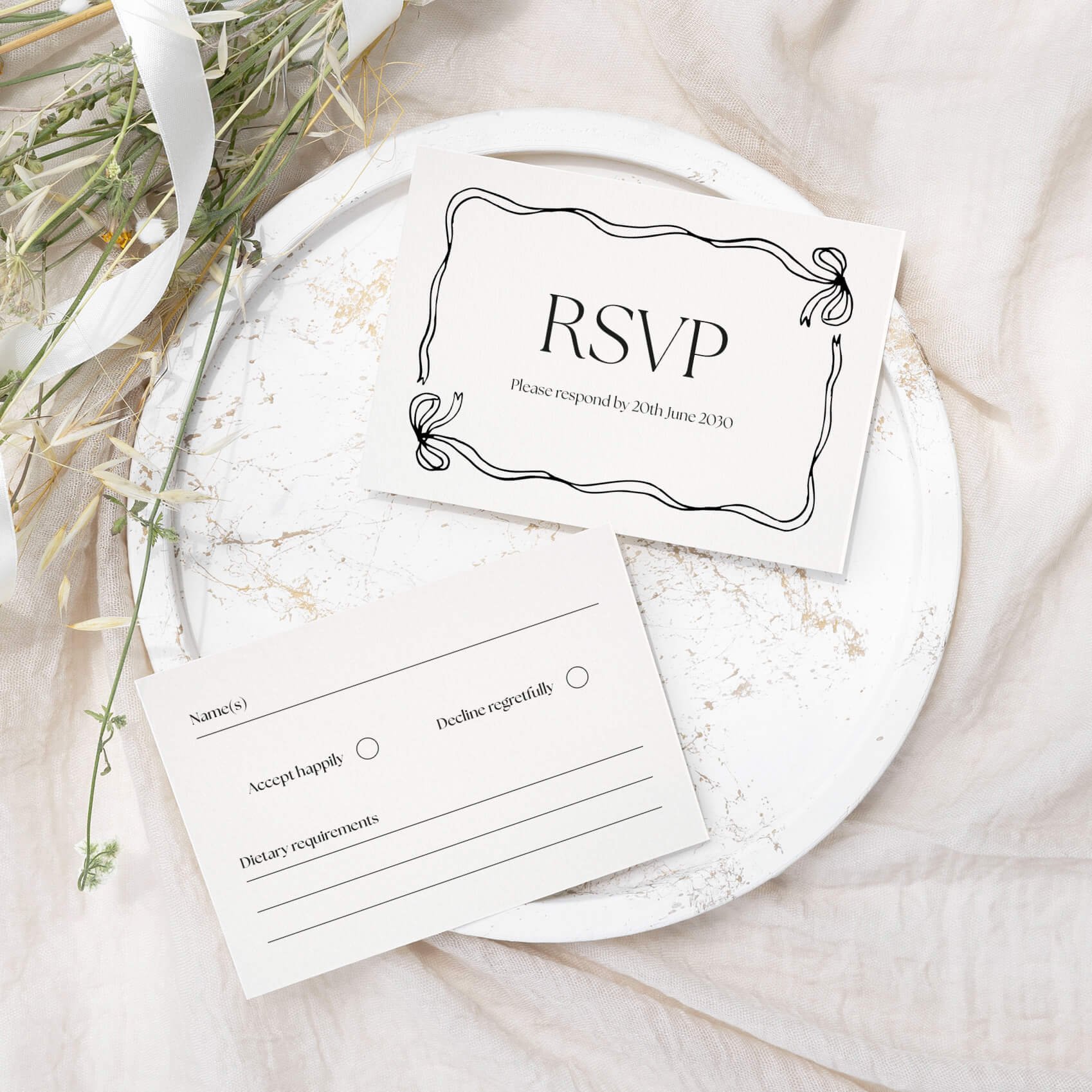 The Black Tie Wedding RSVP Cards