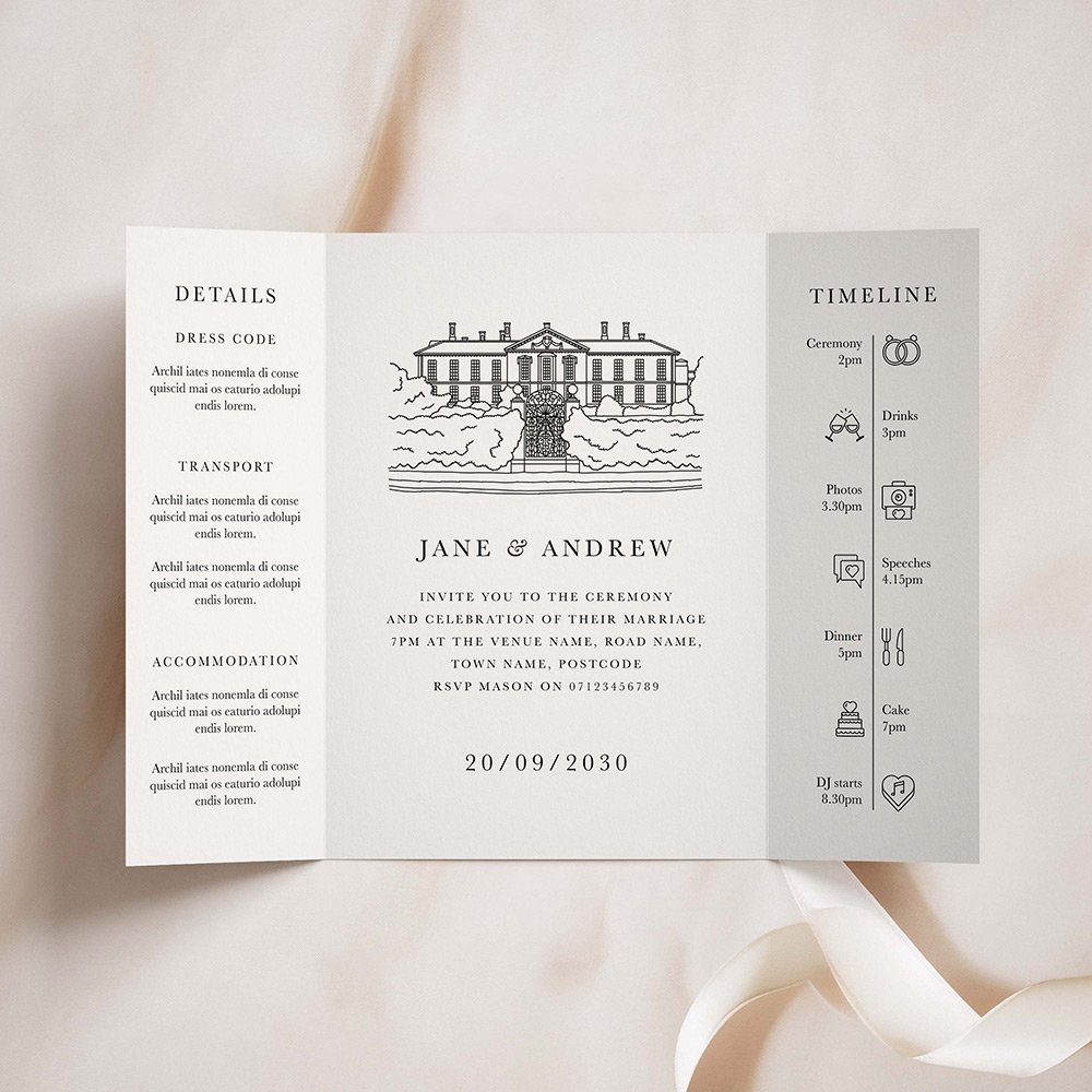 Venue Sketch Gatefold Wedding Invites