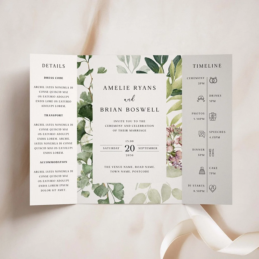 Greenery Frame Gatefold Wedding Invites