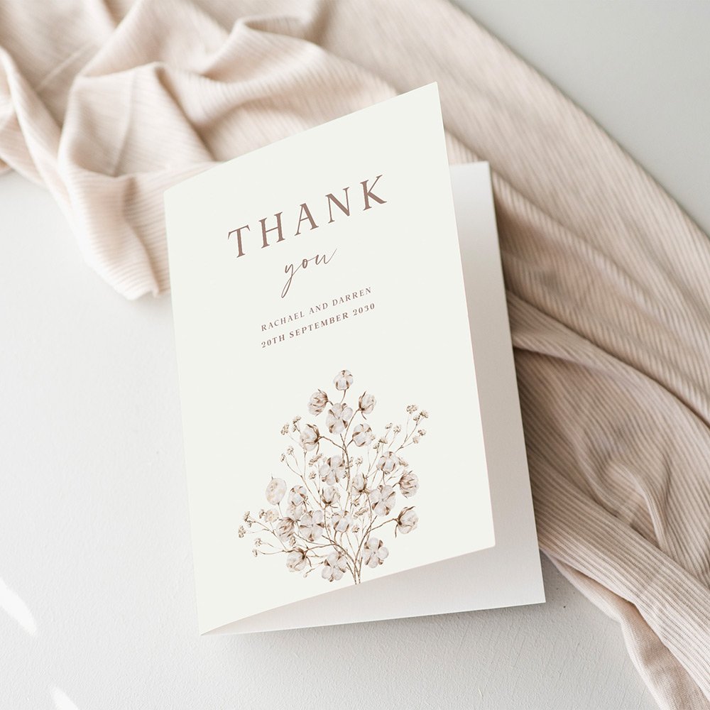 Boho Dried Floral Thank You Cards For Wedding