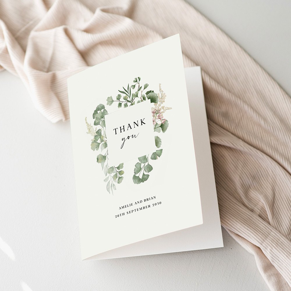 Greenery Leaves Wedding Thank You Cards