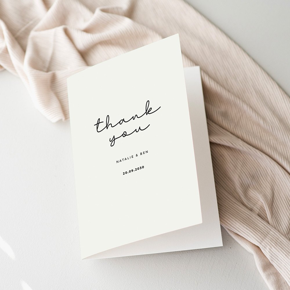 Minimal Black and White Wedding Thank You Cards