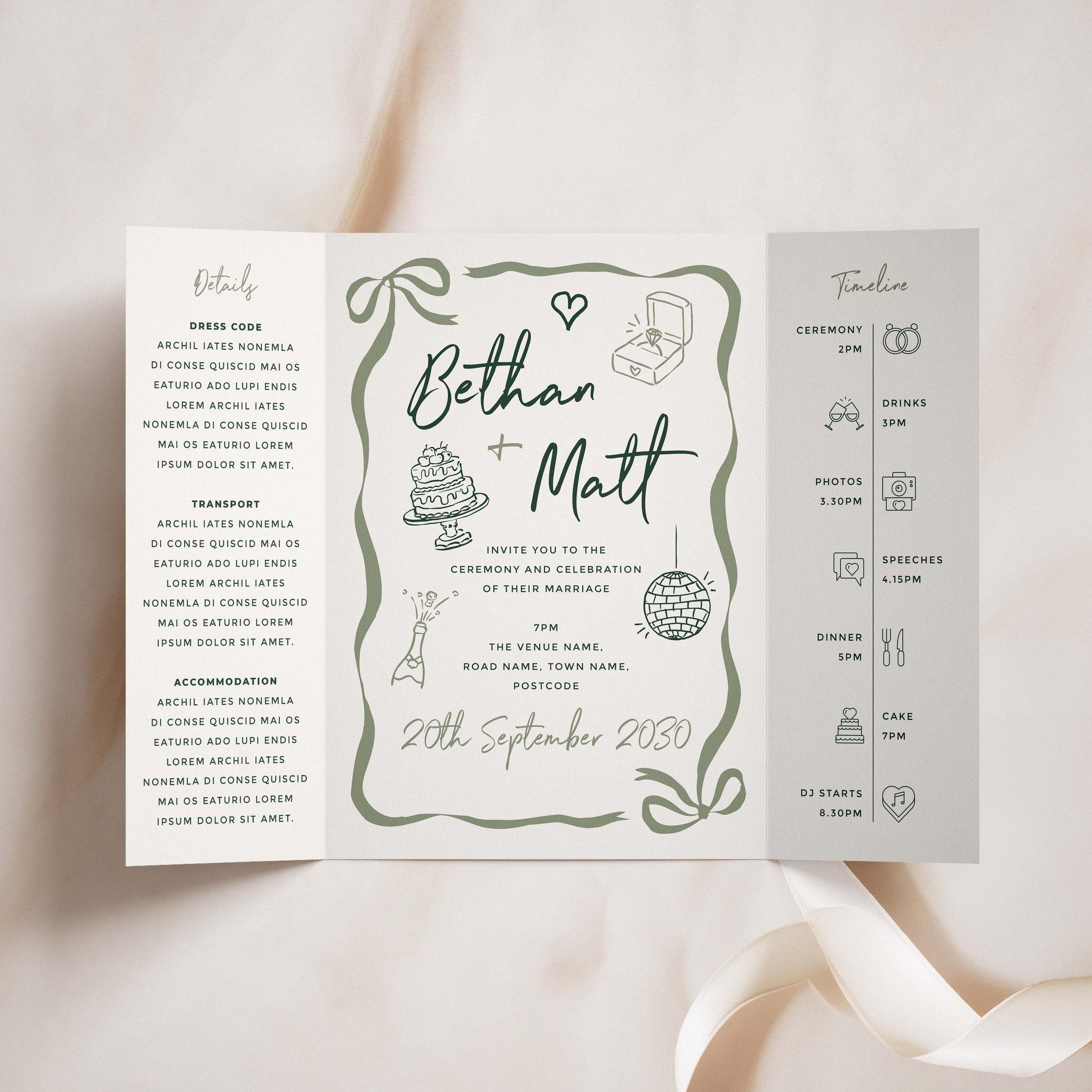 Hand Drawn Gatefold Wedding Invitations