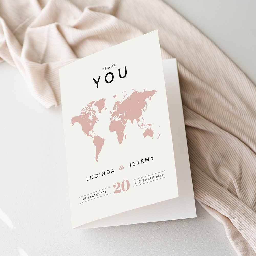 Travel Theme Thank You Cards For Wedding