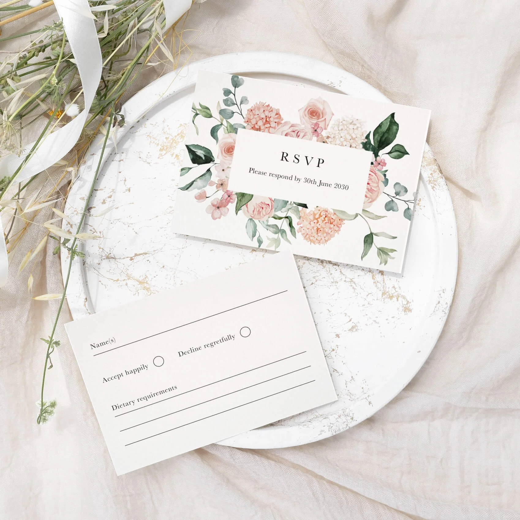 The Blush Bouquet Wedding RSVP Cards