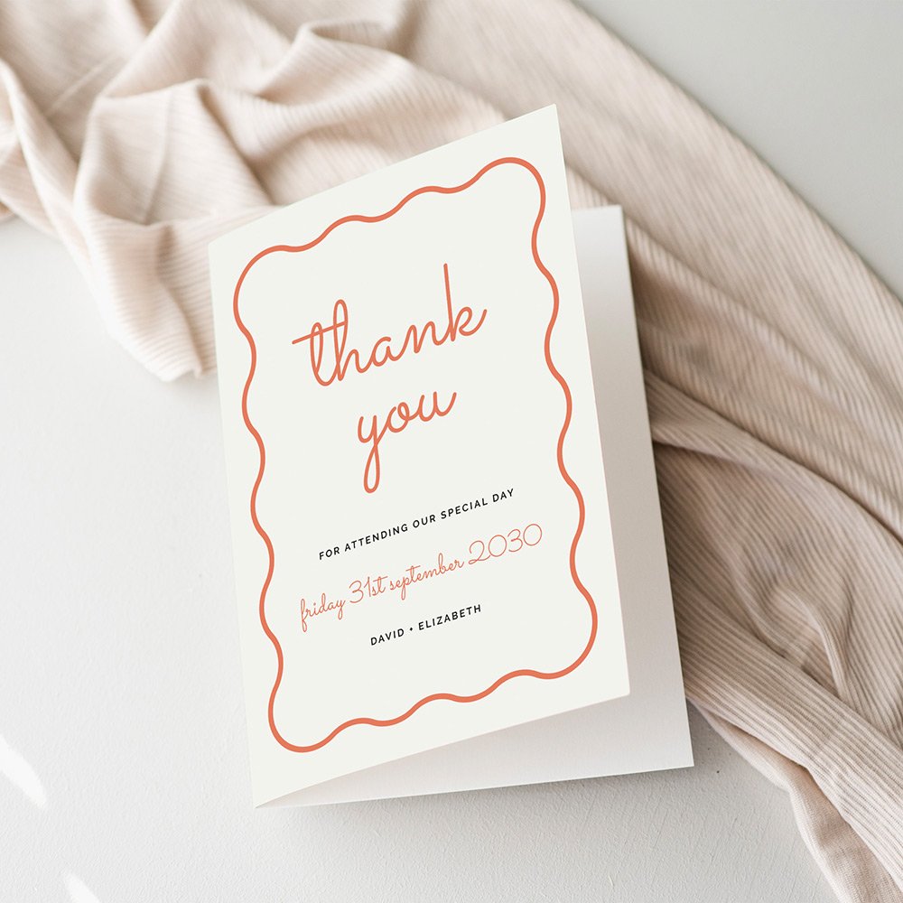 Modern Pastel Orange Thank You Cards For Wedding