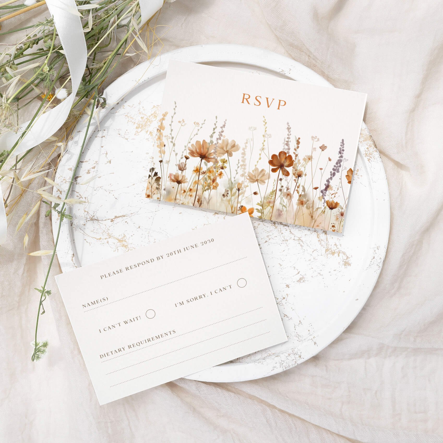 The Field Harvest Wedding RSVP Cards