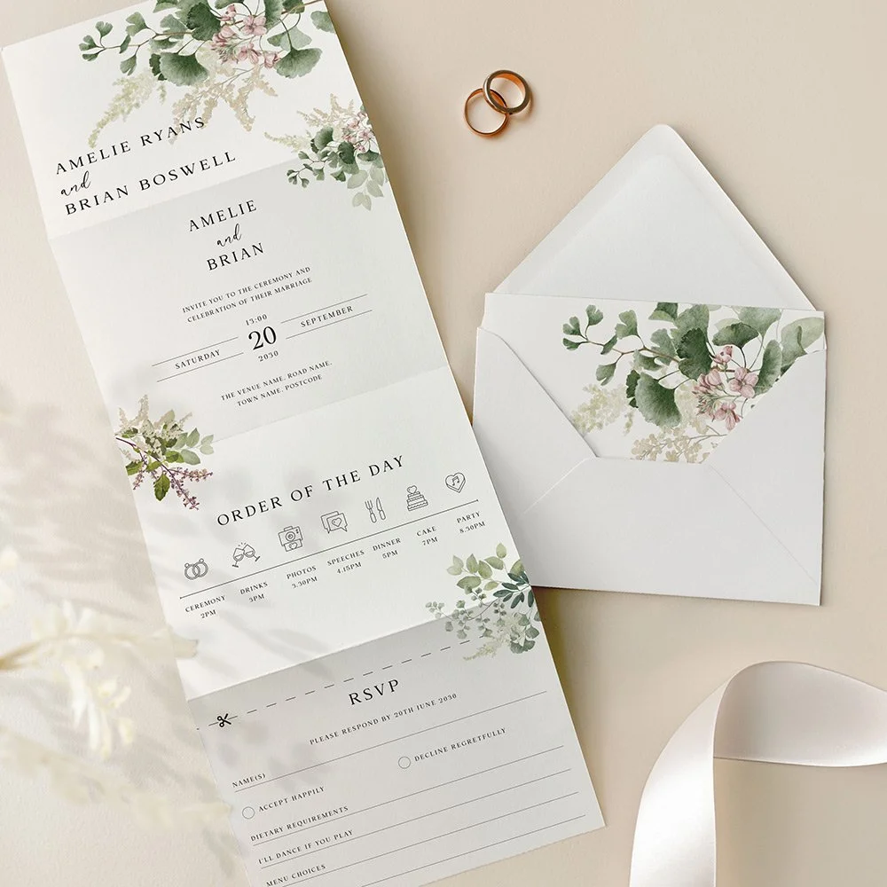 Botanical Concertina Wedding Invites