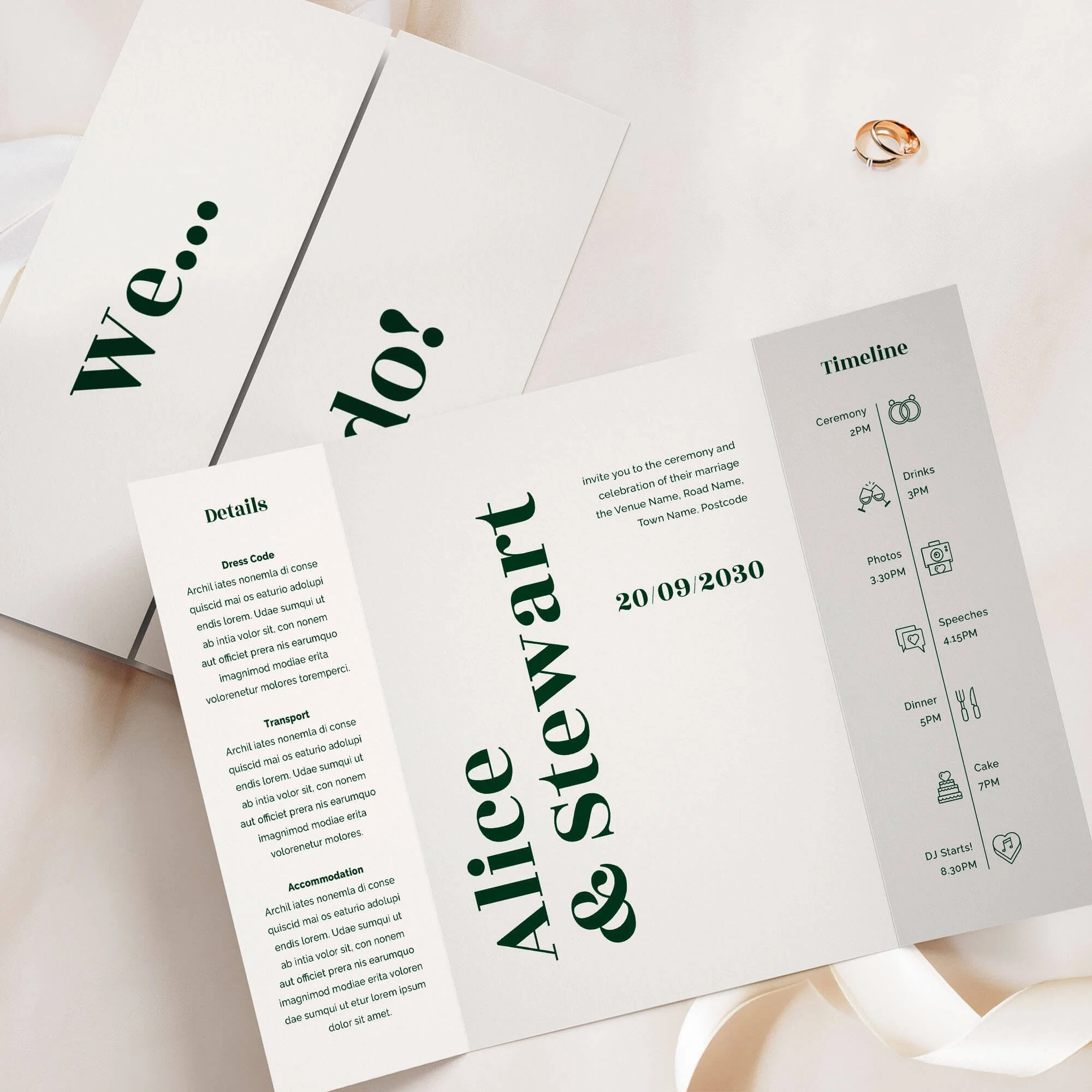 The Typography (Forest Green) Gatefold Wedding Invitation