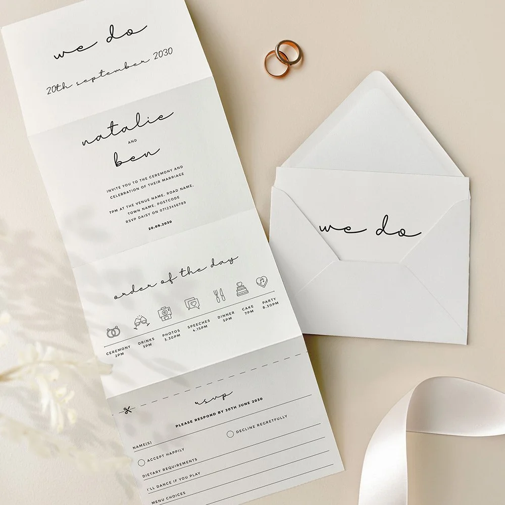 Modern Black and White Concertina Wedding Invites