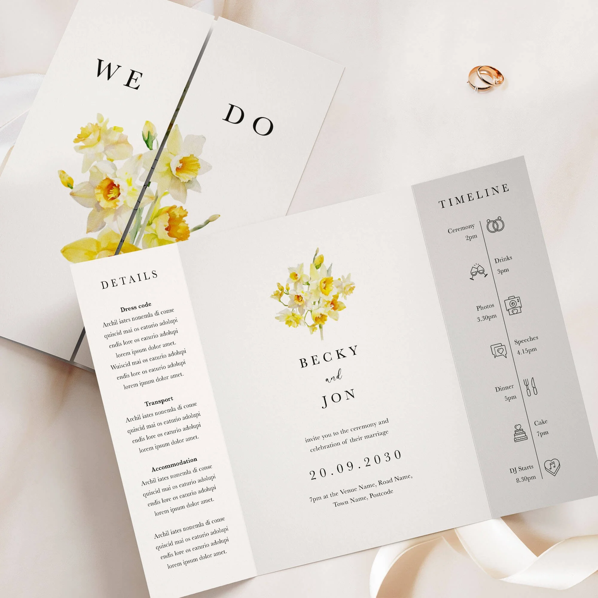 The Daffodil Gatefold Wedding Invitation